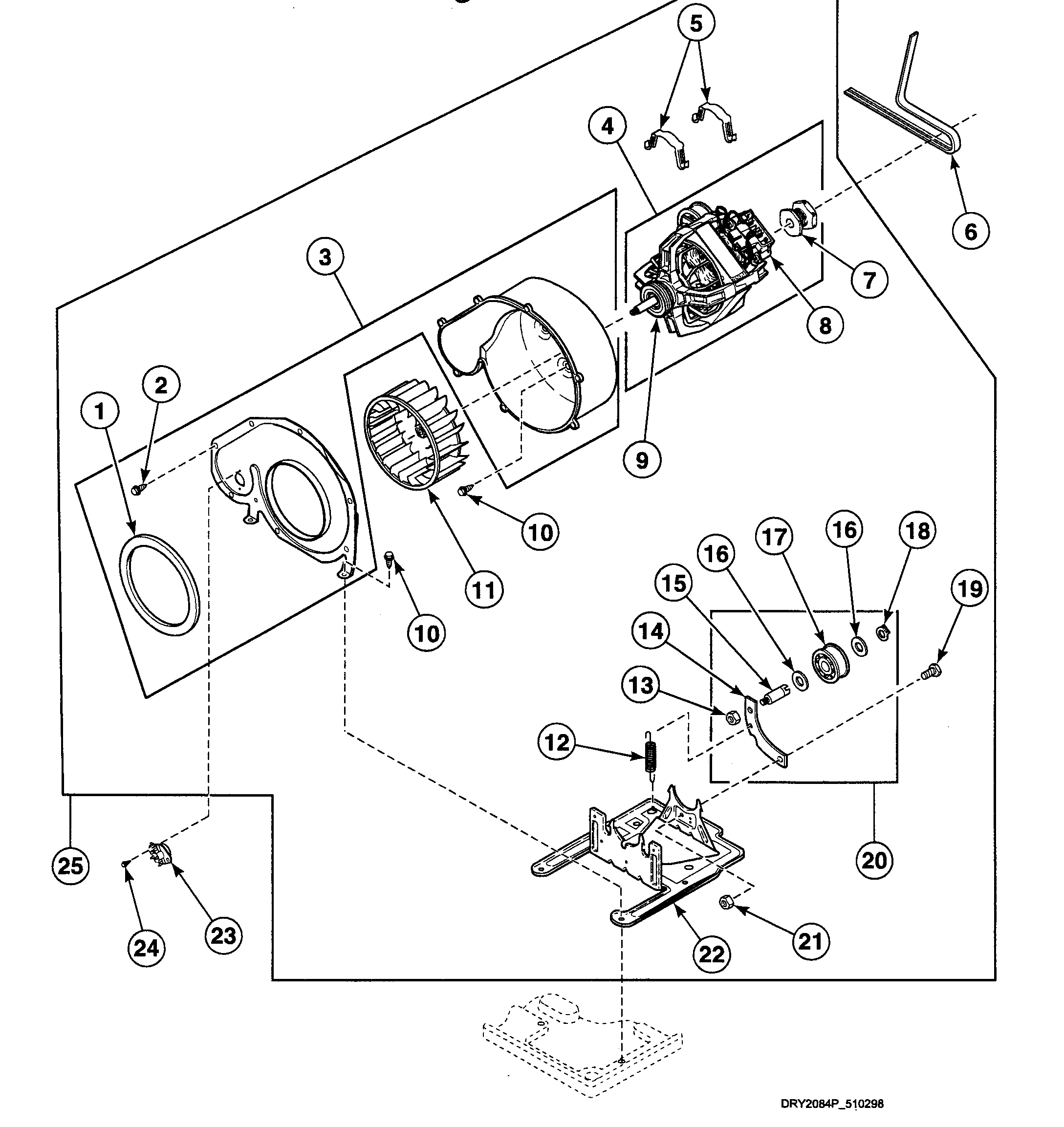 Speed Queen SDEY07LF1500 motor assy diagram