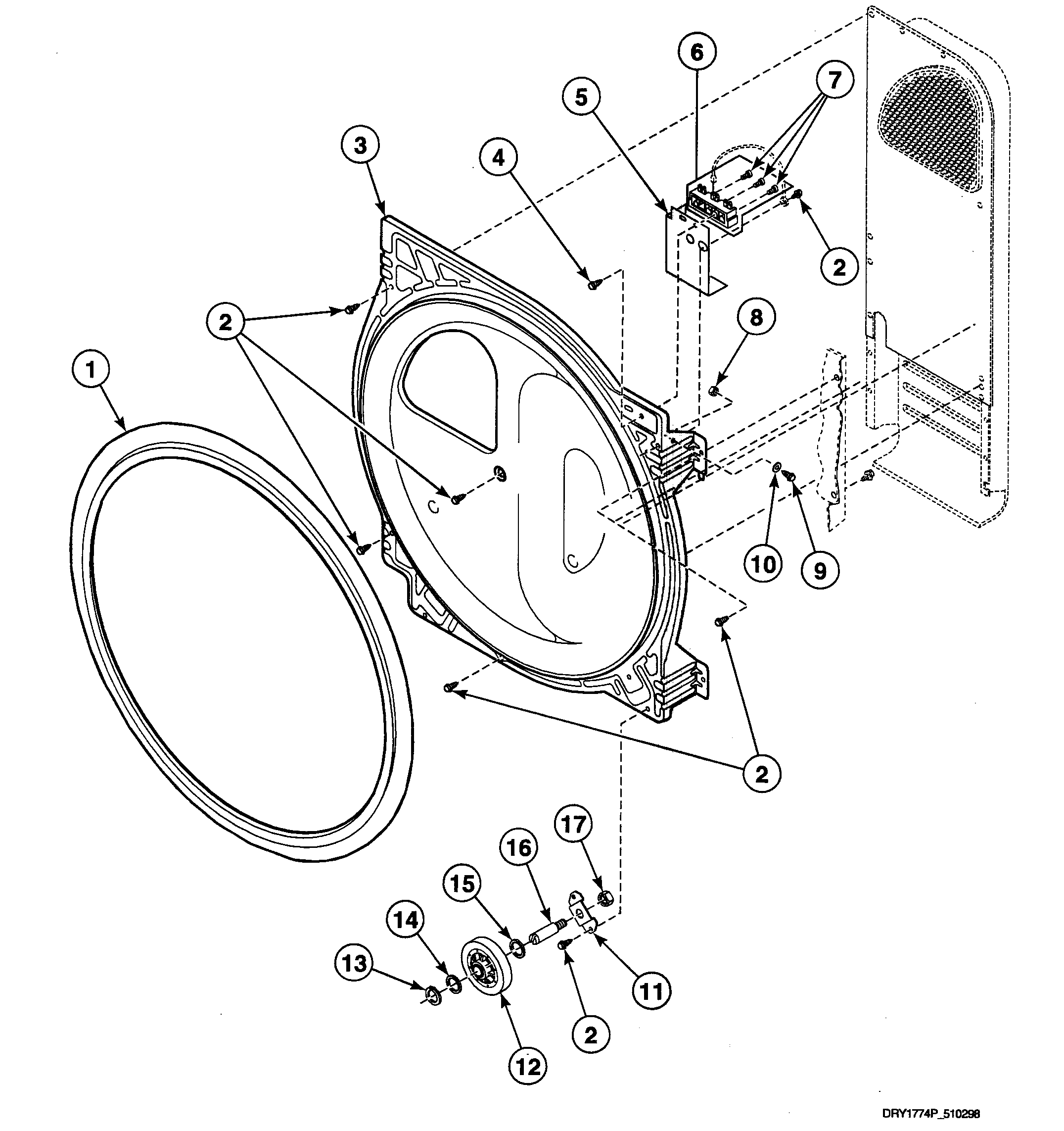 Speed Queen SDEY07QF1500 roller assy diagram