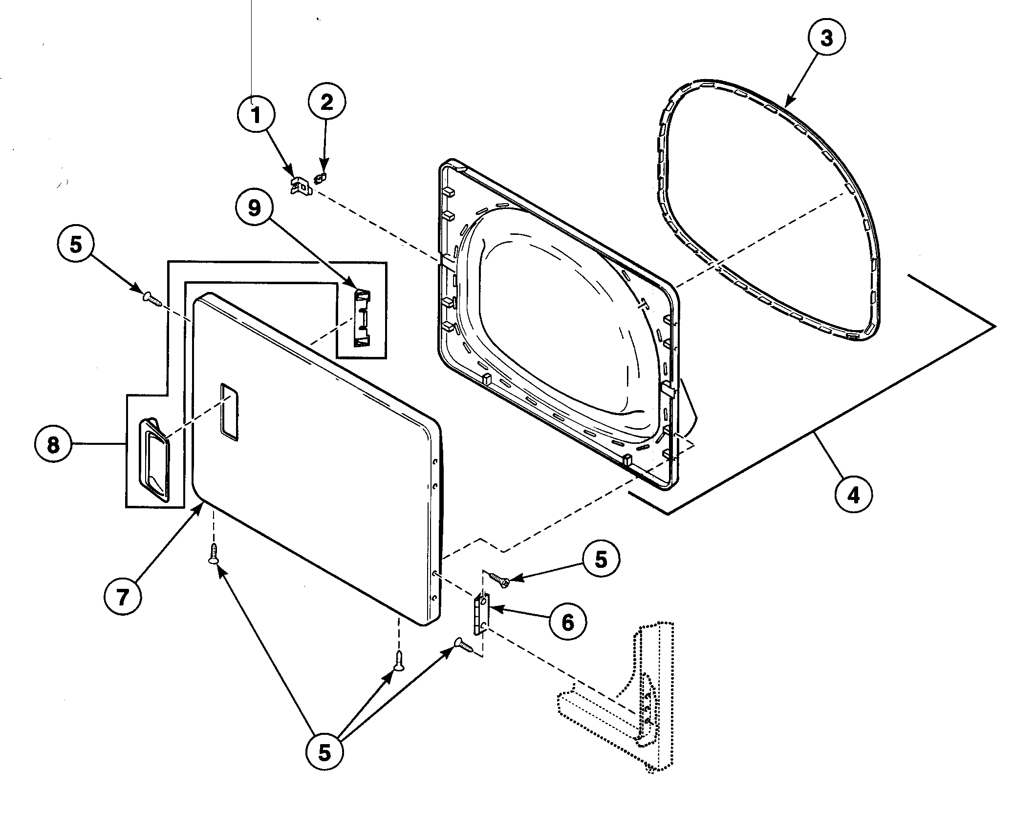 Speed Queen SDG309WF door assy diagram