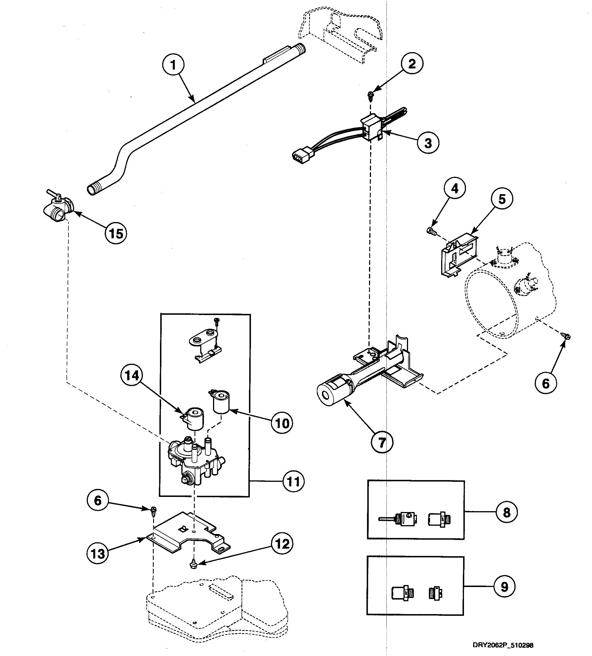 Speed Queen SDG309WF gas valve diagram