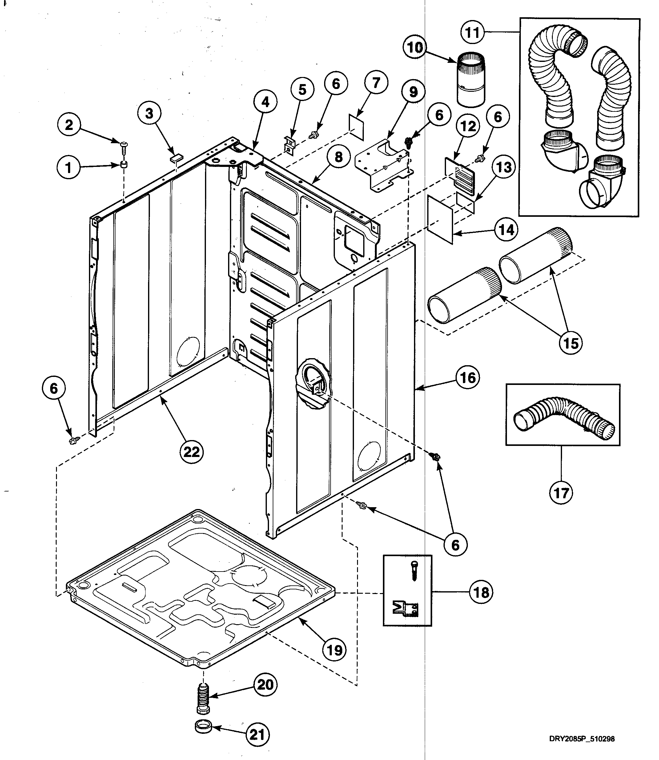 Speed Queen SDG309WF cabinet diagram