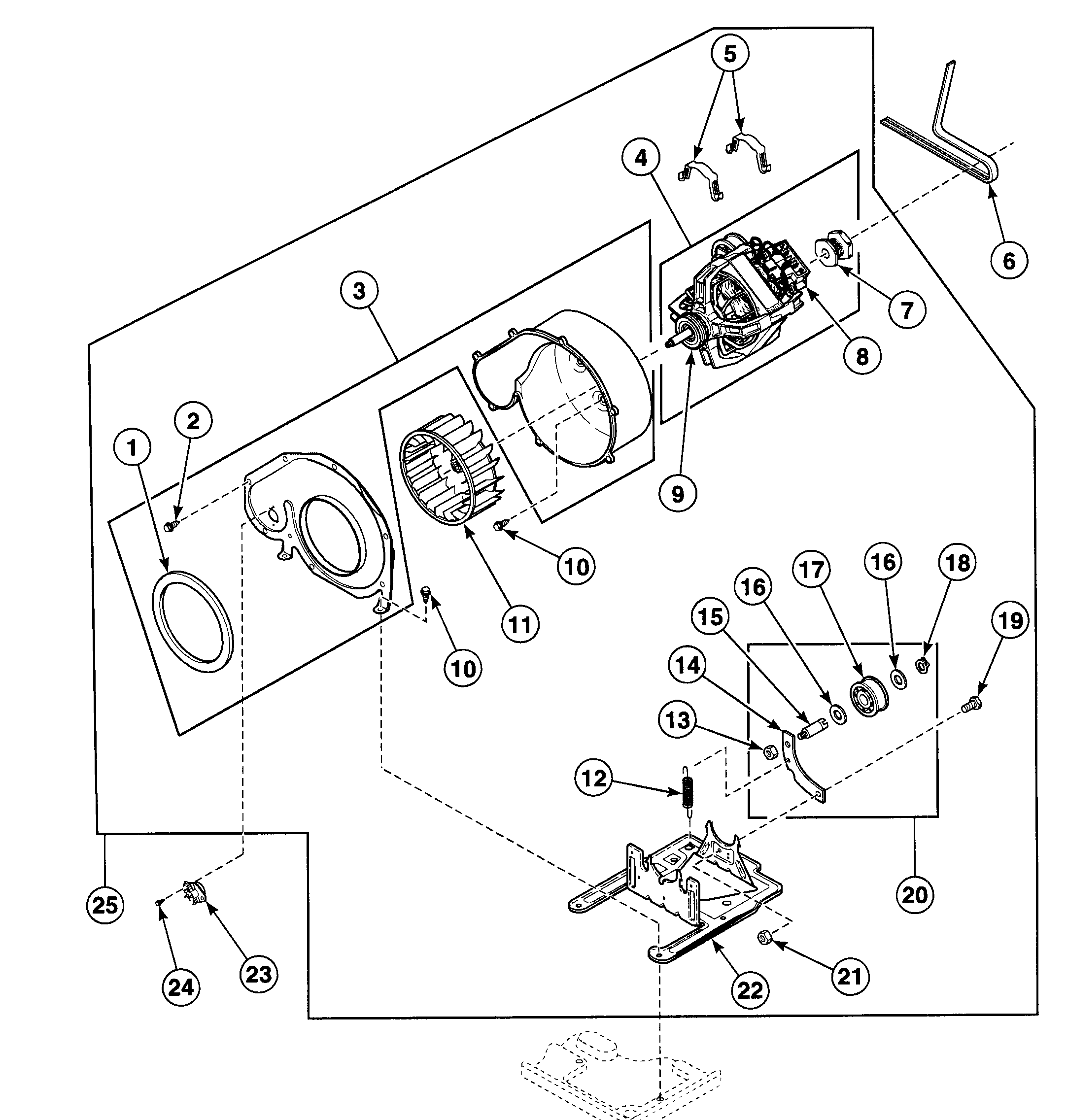 Speed Queen SDE907LF1724 motor assy diagram