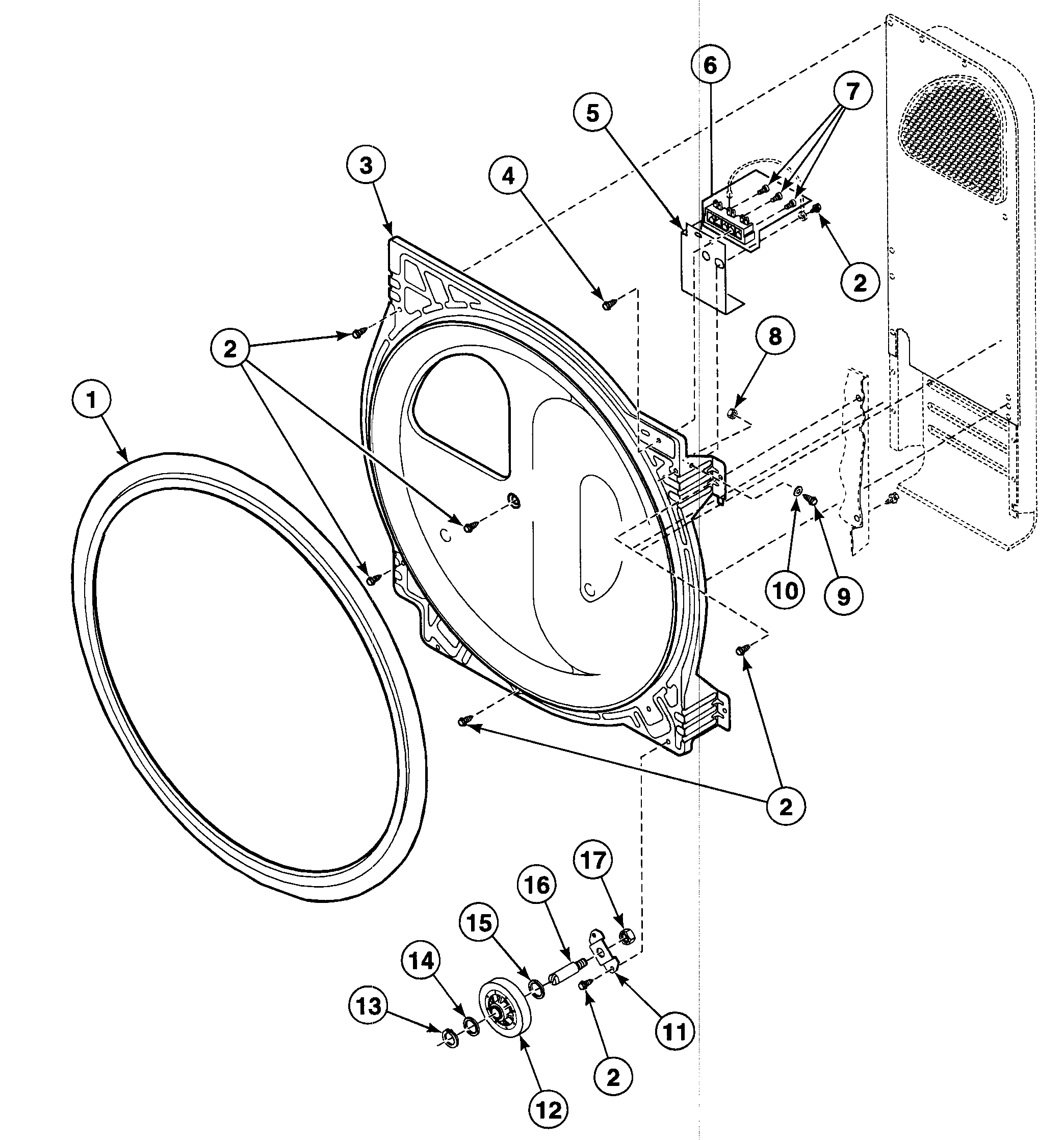 Speed Queen SDE907LF1724 roller assy diagram