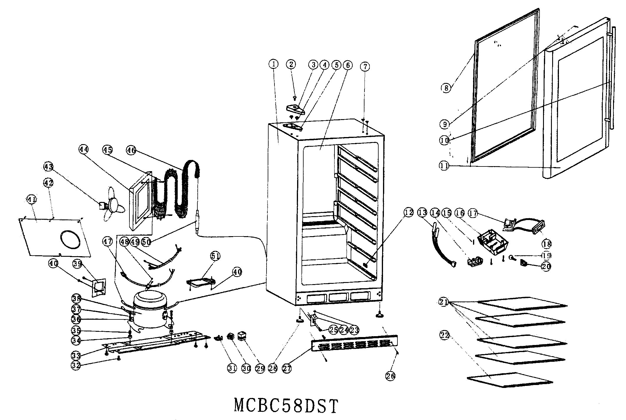 Vissani MCBC58DST cabinet parts diagram