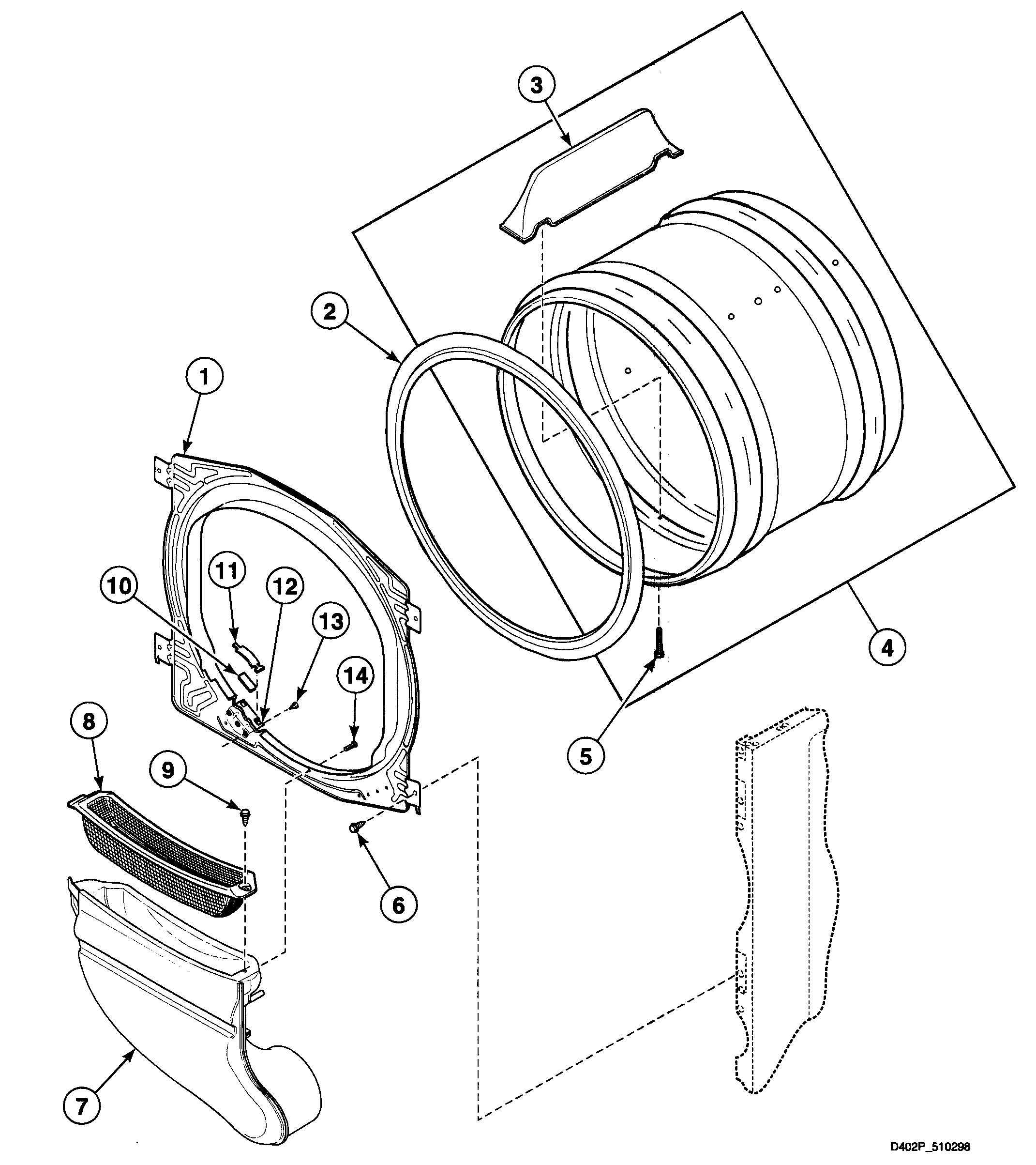 Speed Queen SDE707QF cylinder diagram