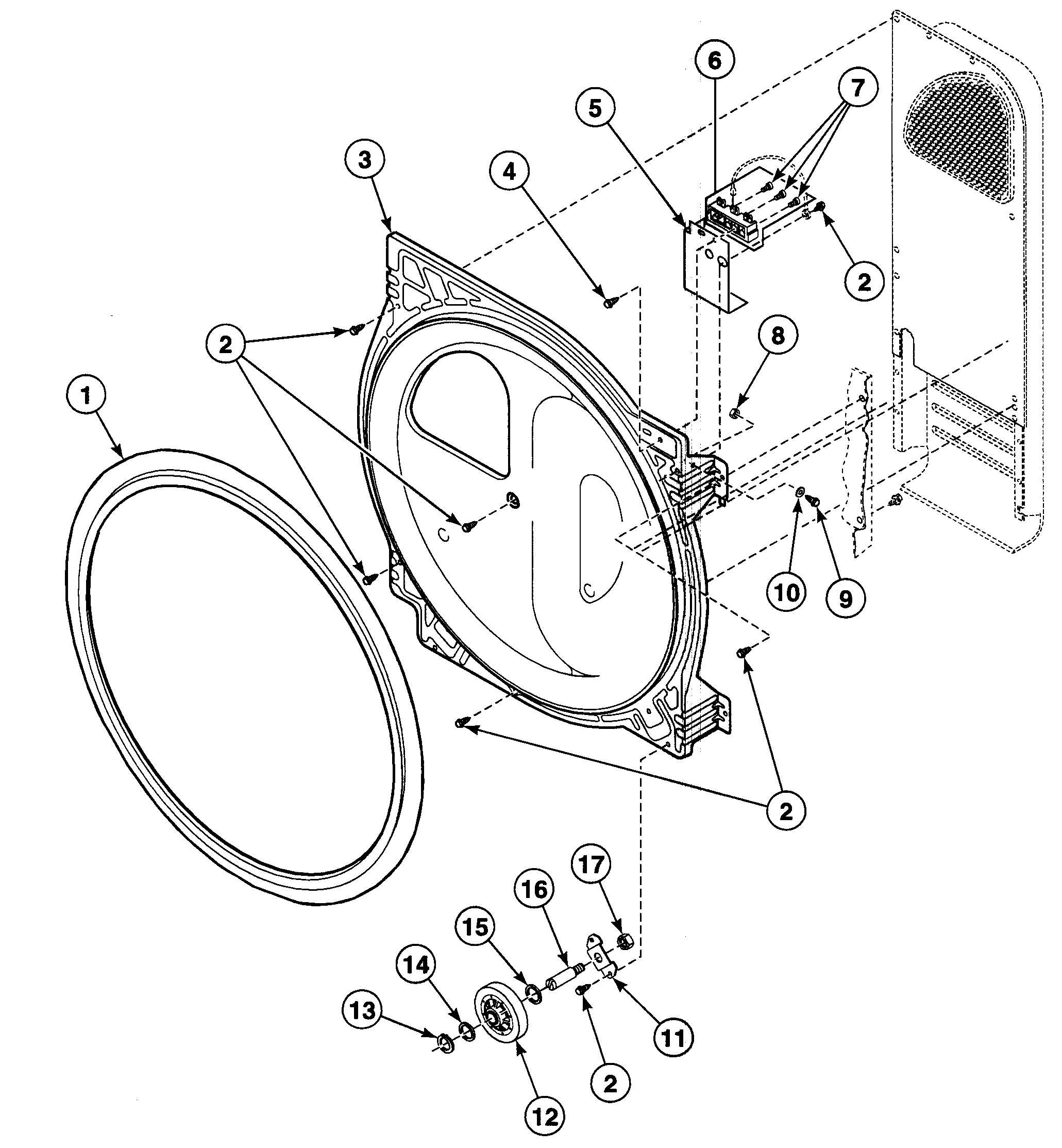 Speed Queen SDE707LF1500 roller assy diagram
