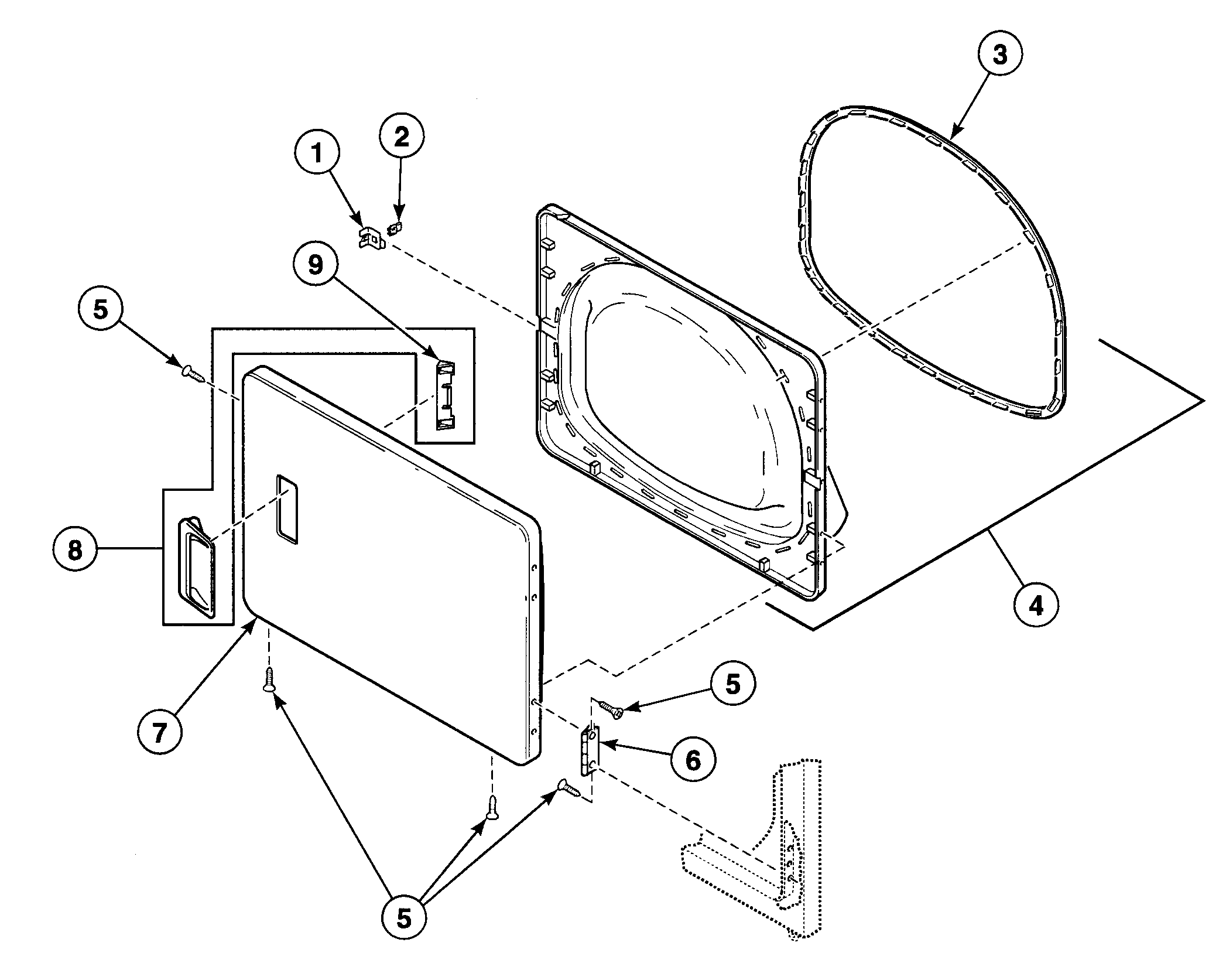 Speed Queen SDE707QF1500 door assy diagram