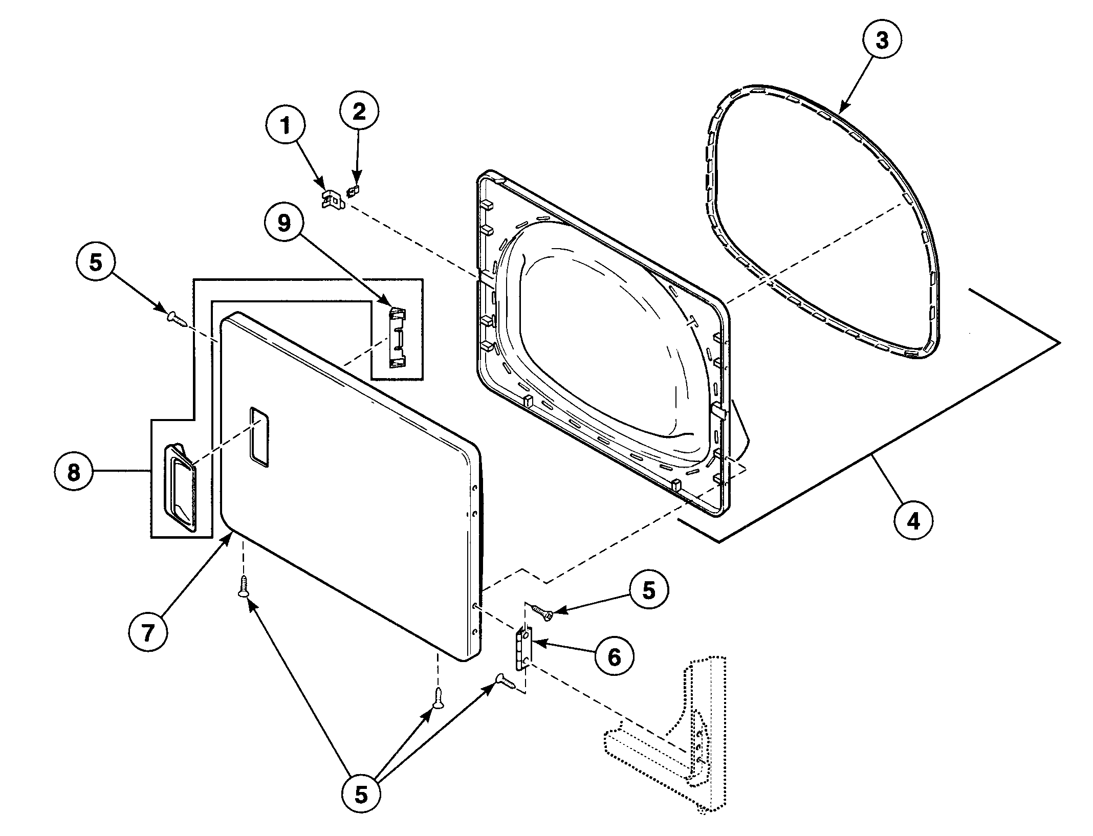 Speed Queen SDE607LF1500 door assy diagram
