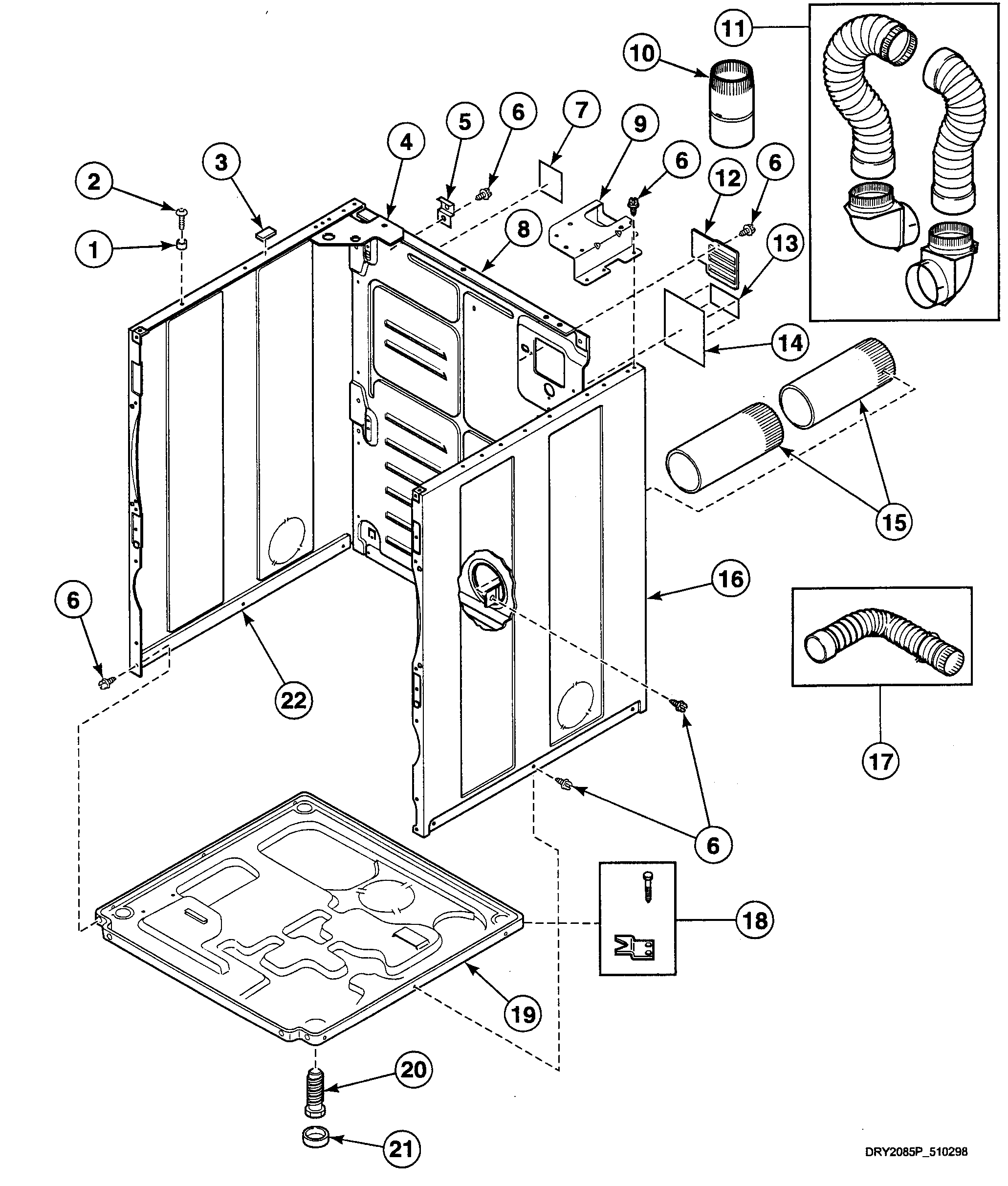 Speed Queen SDE607LF1500 cabinet diagram