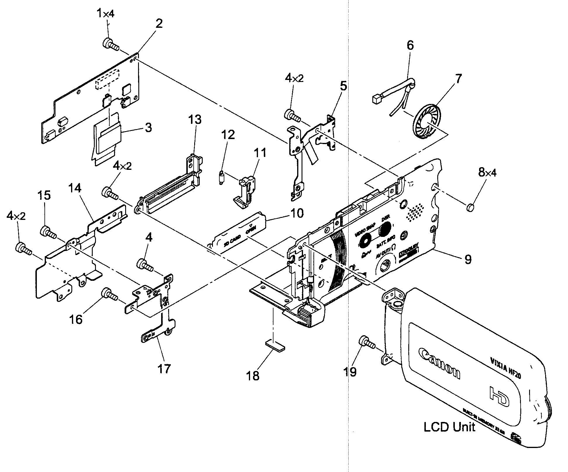 Canon HF200A right cabinet diagram
