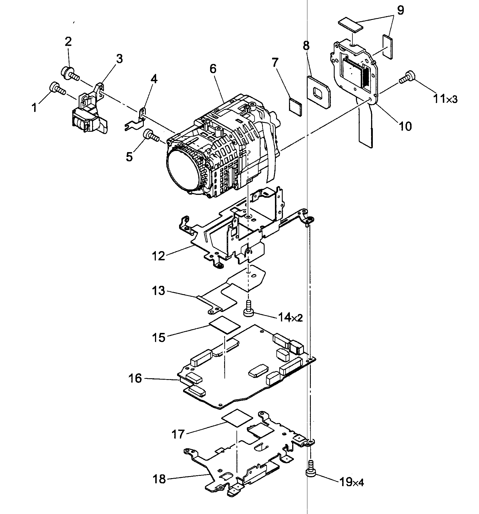 Canon HF200A lens assy diagram
