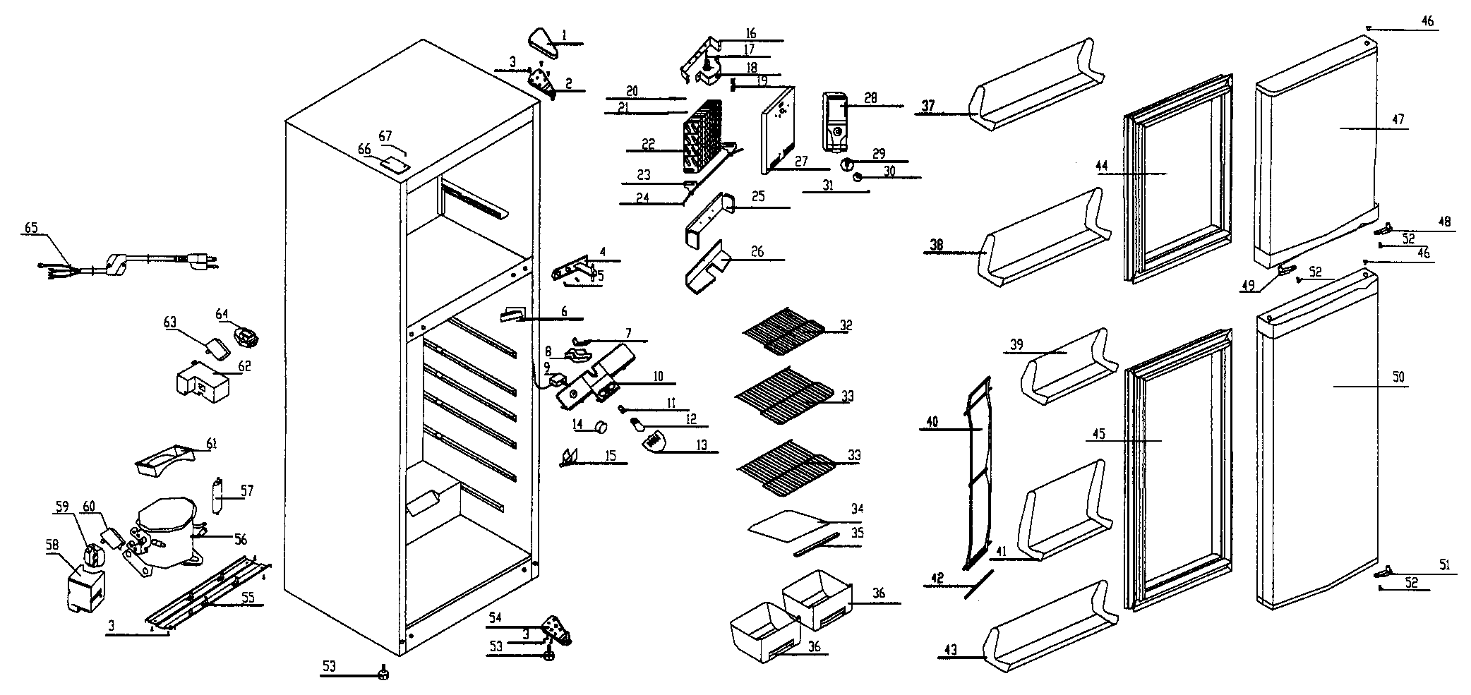 Vissani MCBR1010W cabinet parts diagram