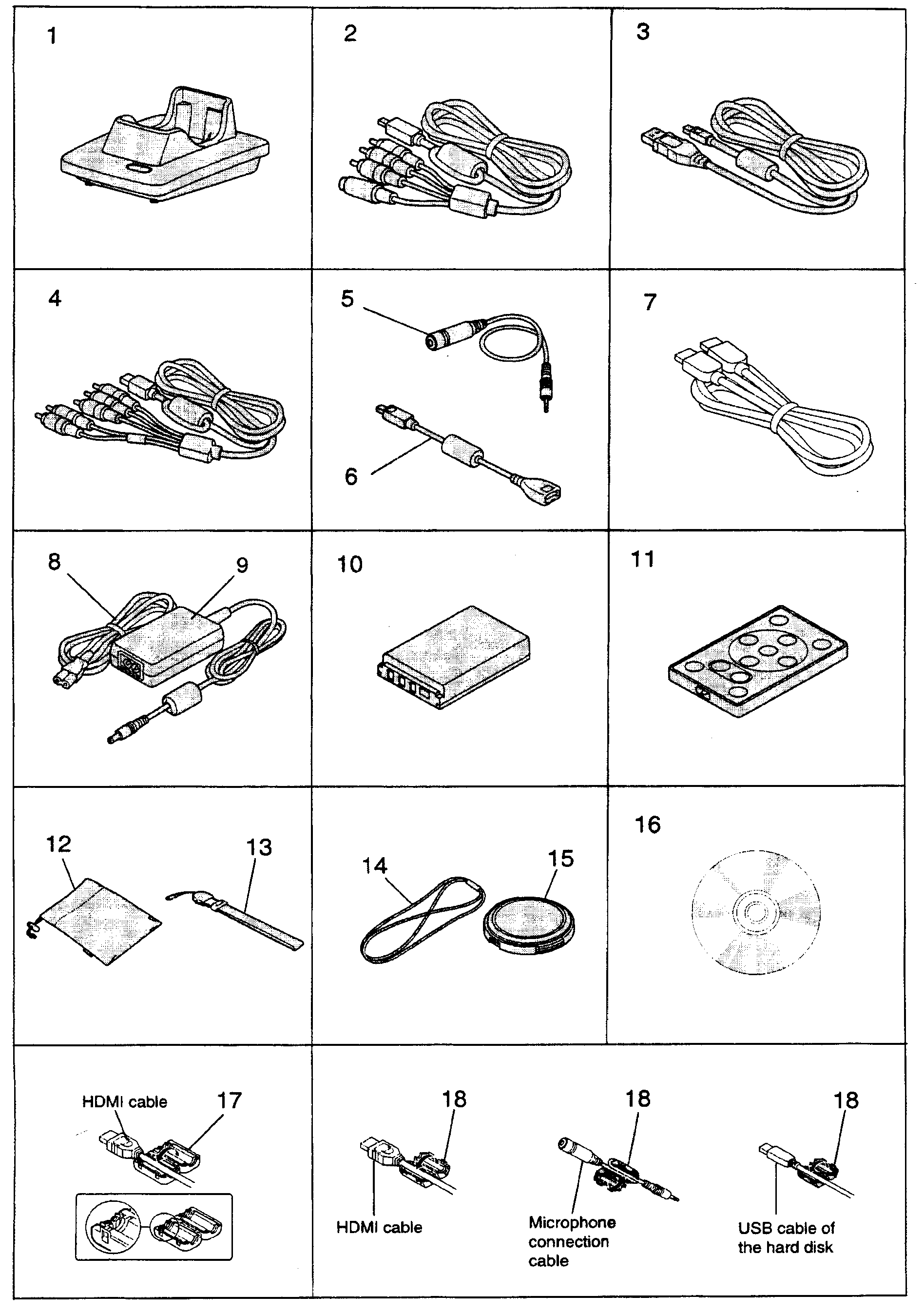 Sanyo VPC-HD1010 accessories diagram