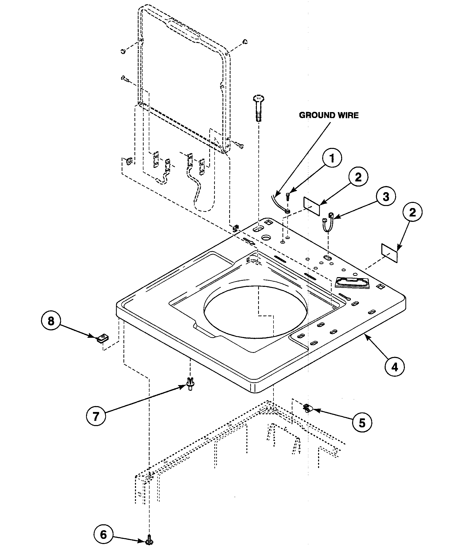 Speed Queen SWT021LN cabinet top diagram