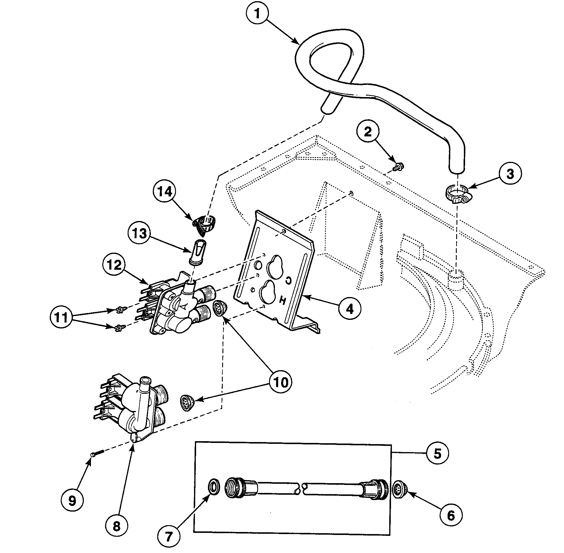 Speed Queen SWT021LN valve assy diagram