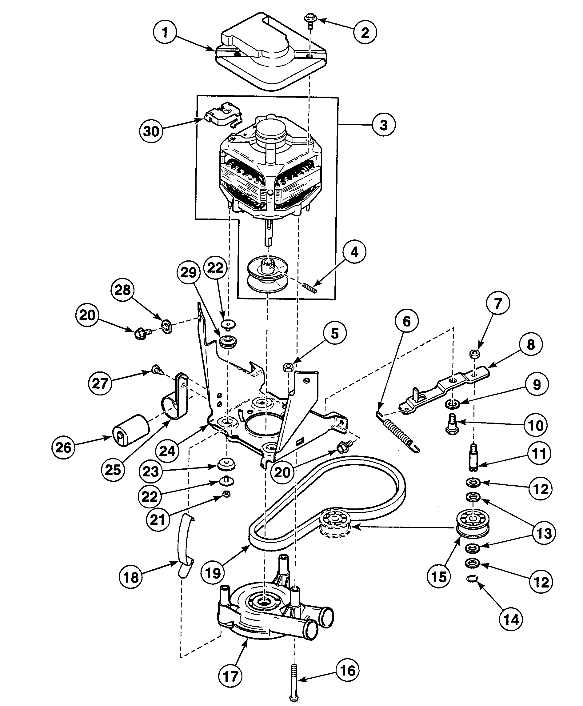 Speed Queen SWT021LN motor assy diagram