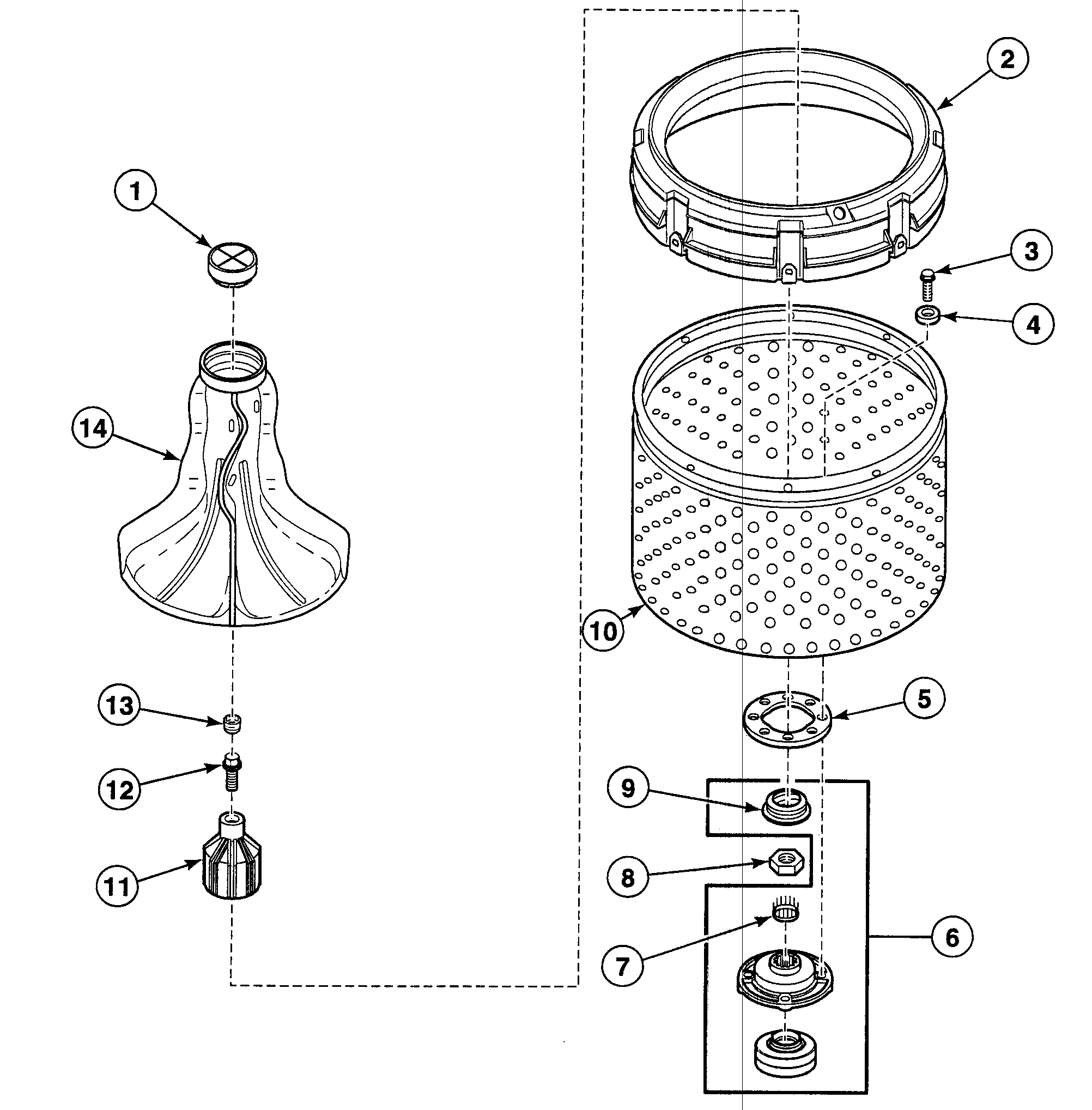 Speed Queen SWT021LN washtub assy diagram