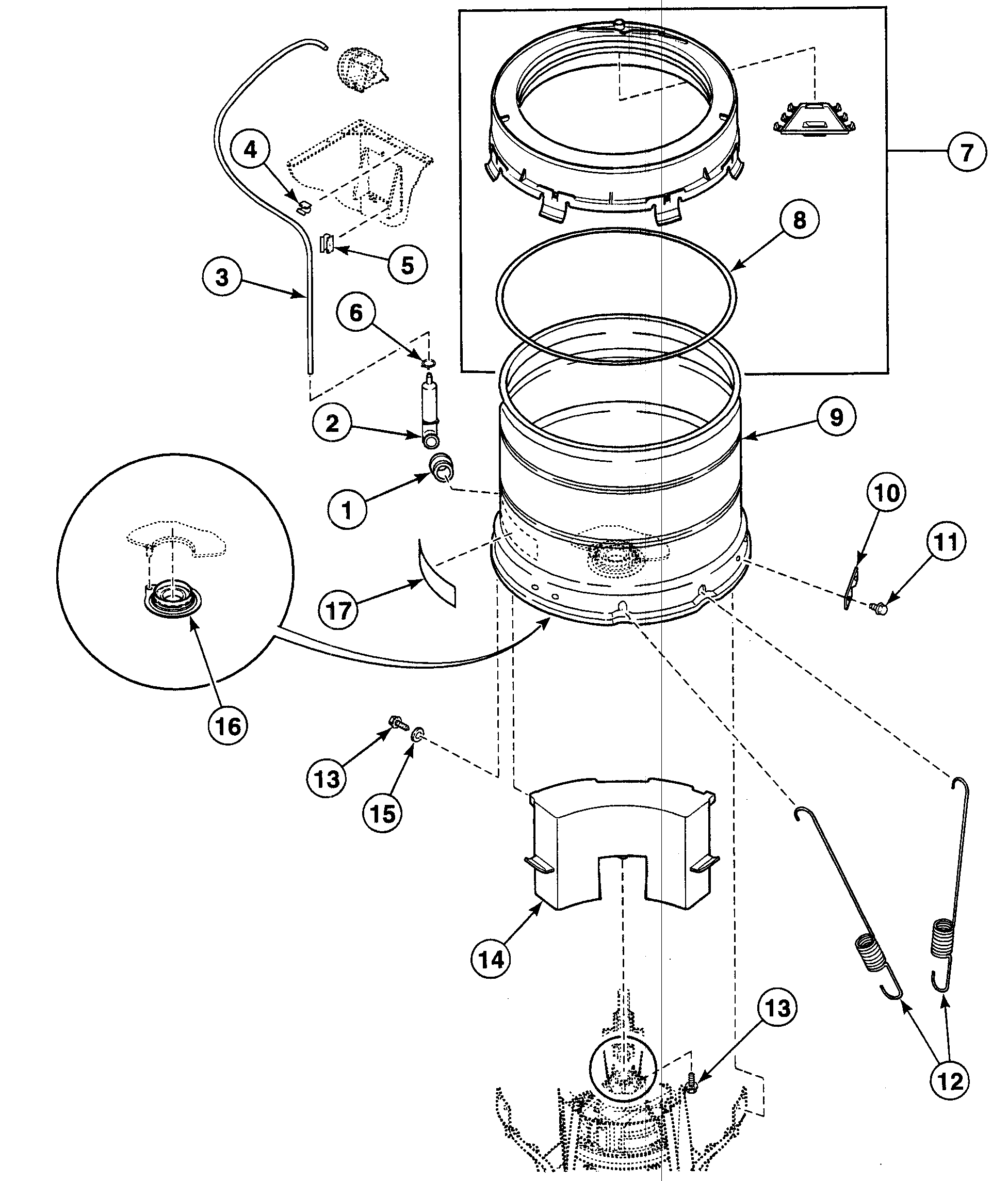 Speed Queen SWT021LN outer tub diagram