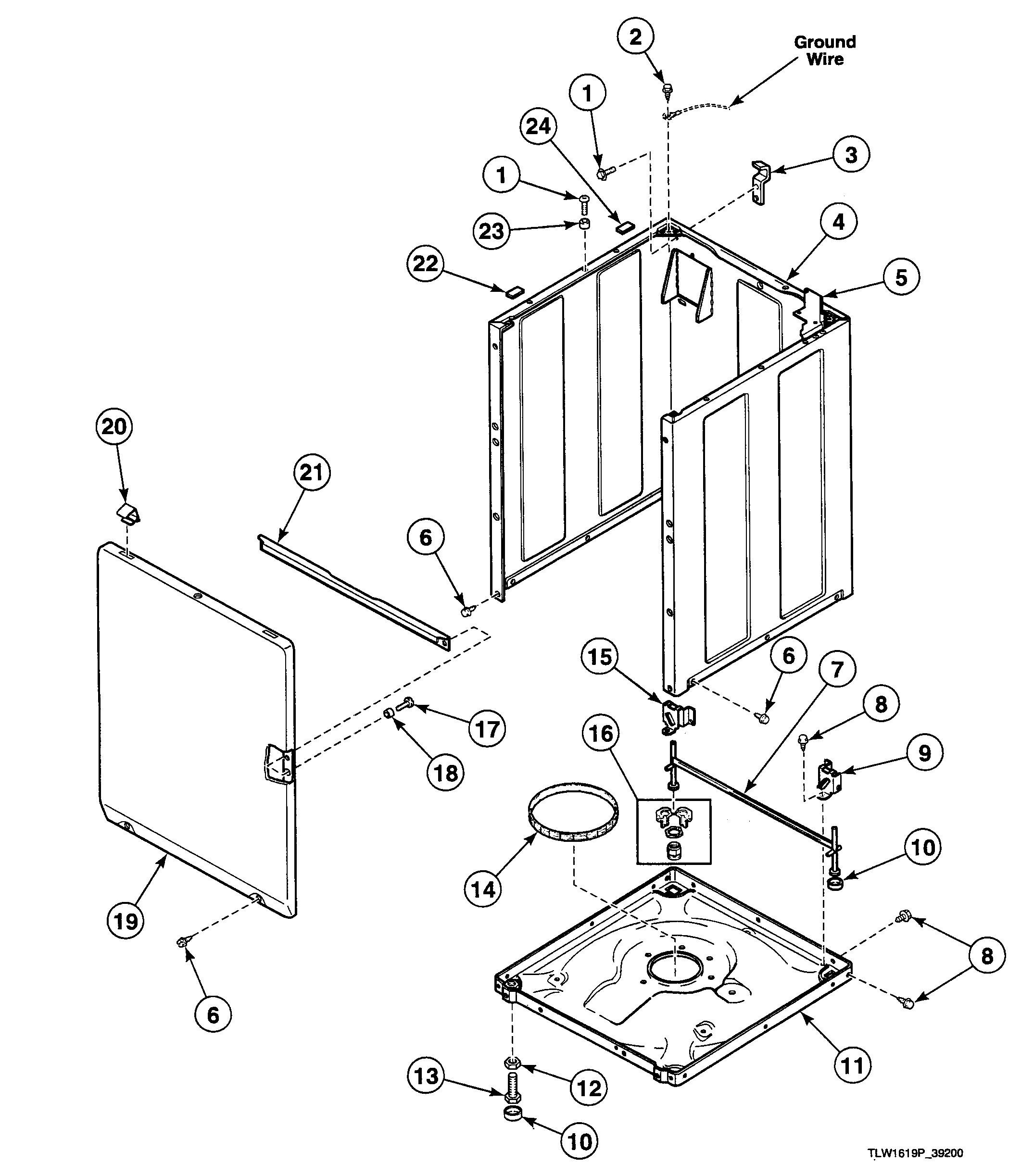 Speed Queen SWT021LN cabinet assy diagram