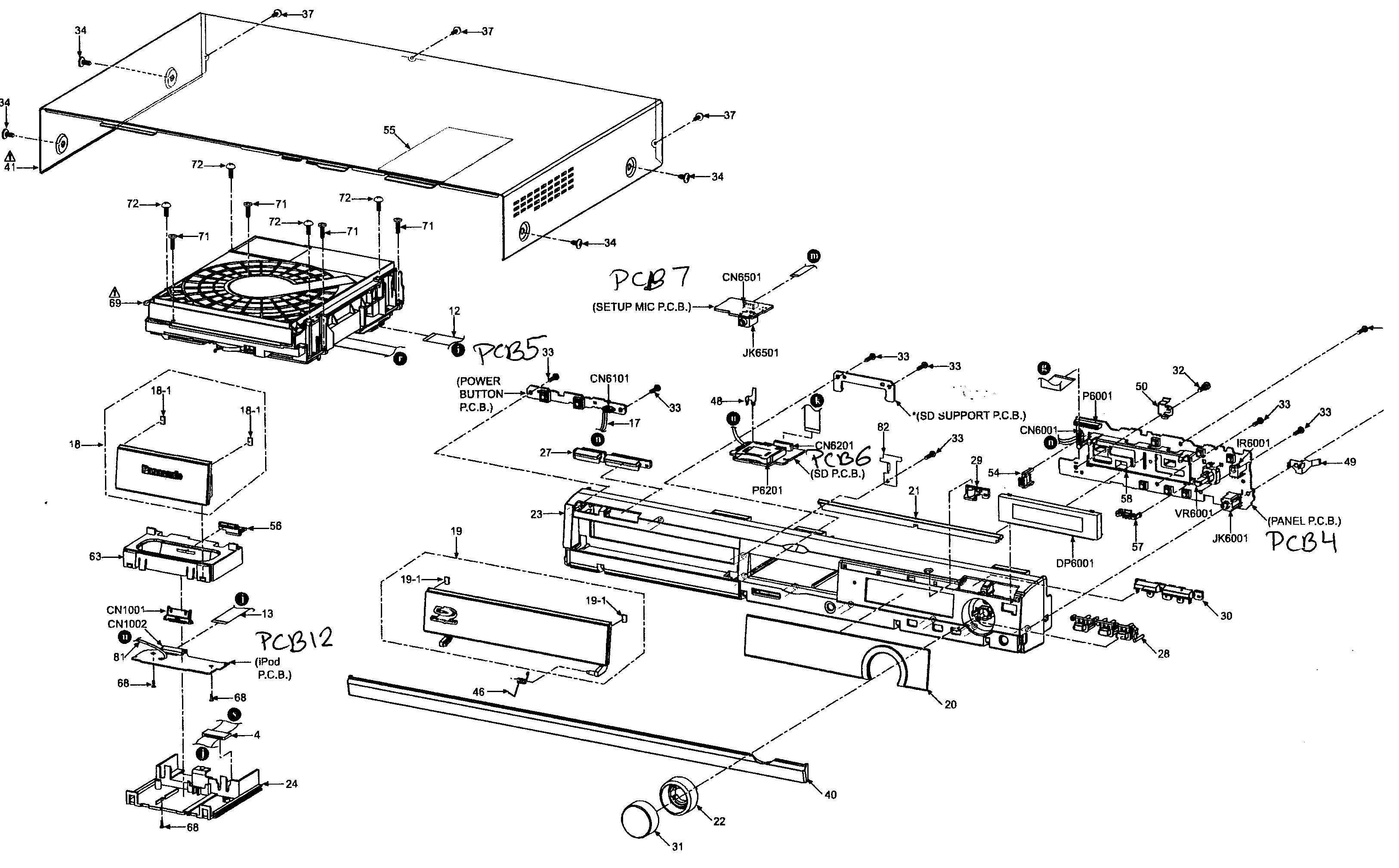 Panasonic SA-BT200 cabinet parts diagram