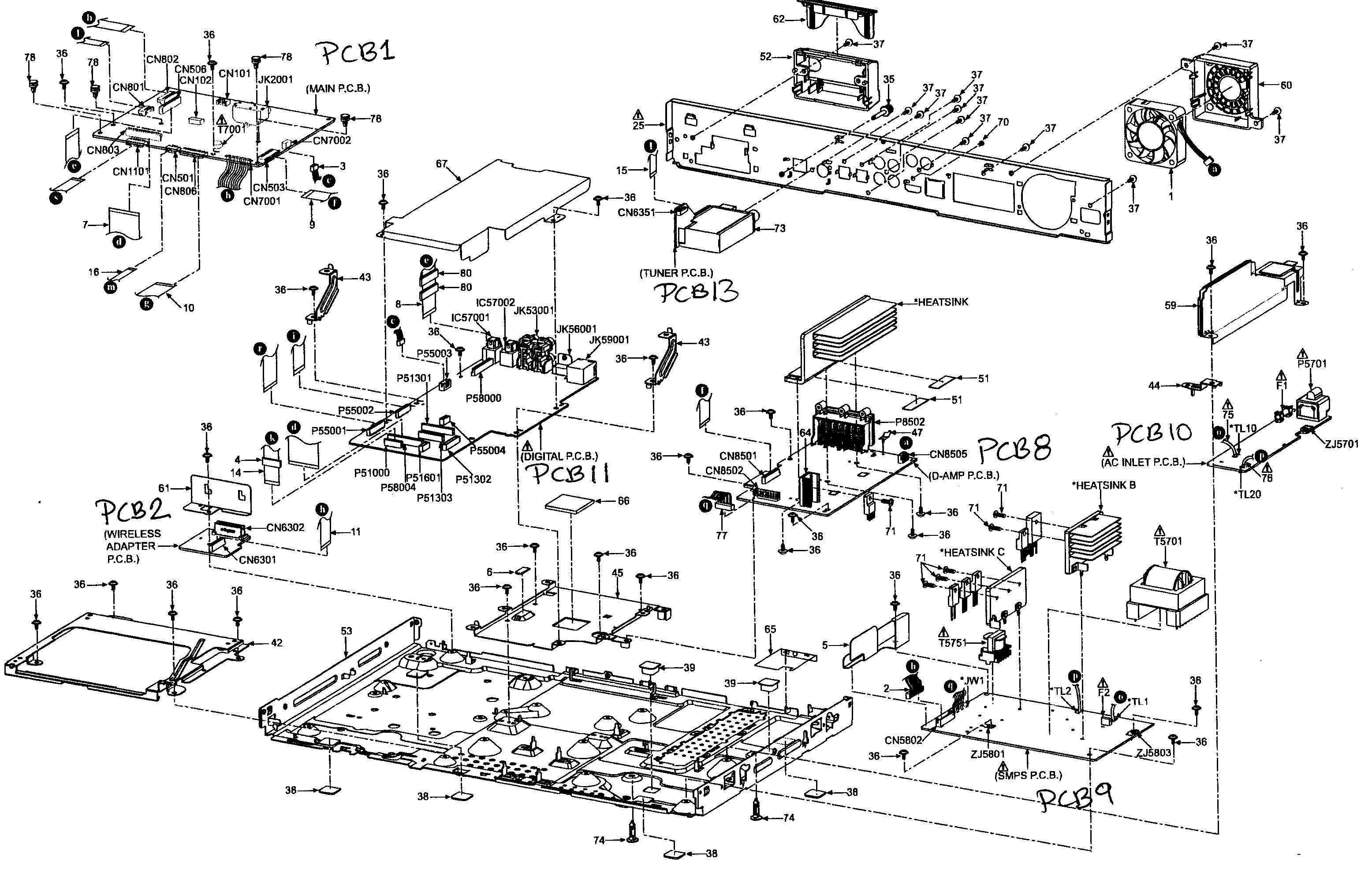Panasonic SA-BT200 chassis assy diagram