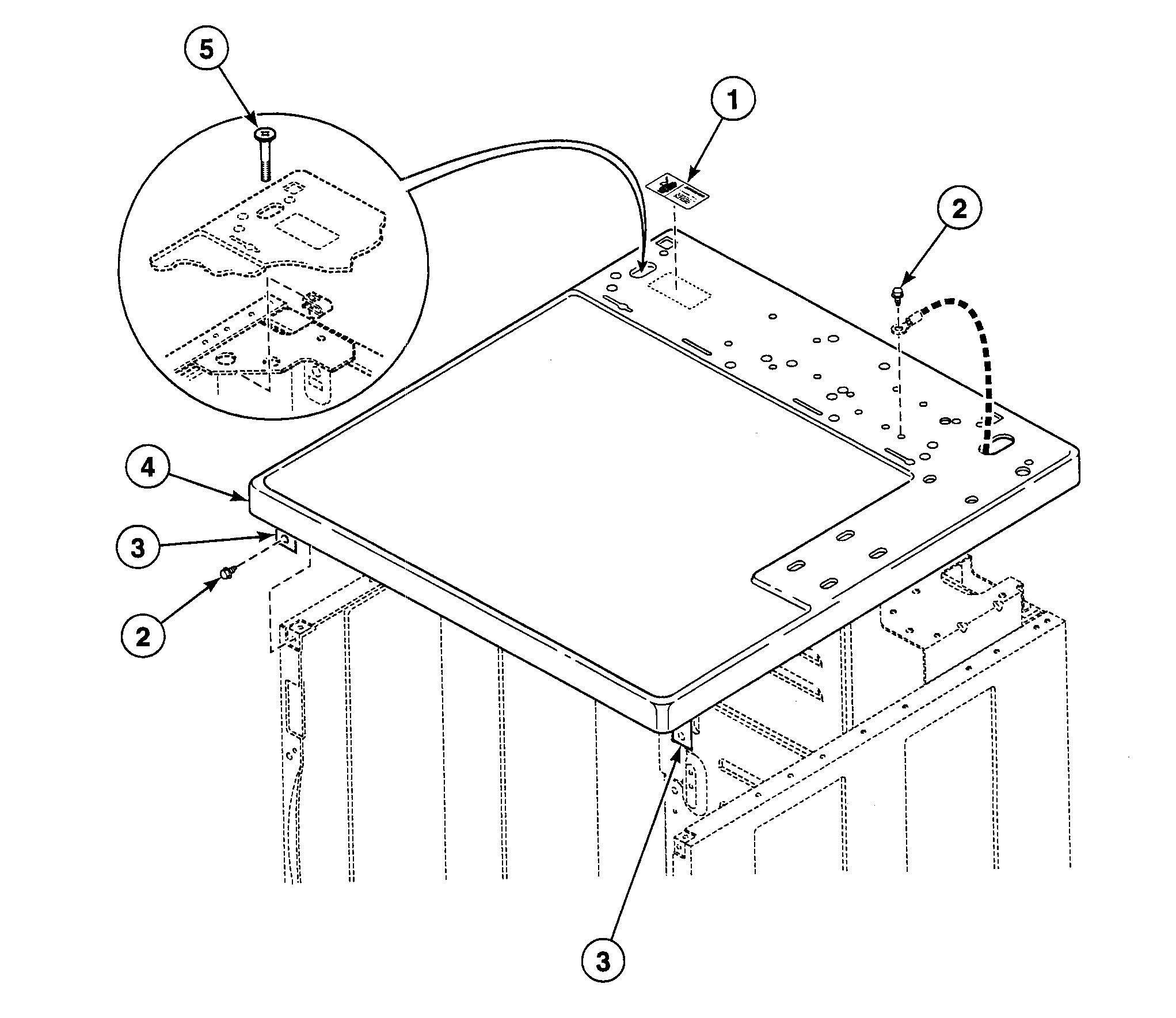 Speed Queen SDE507LF cabinet top diagram