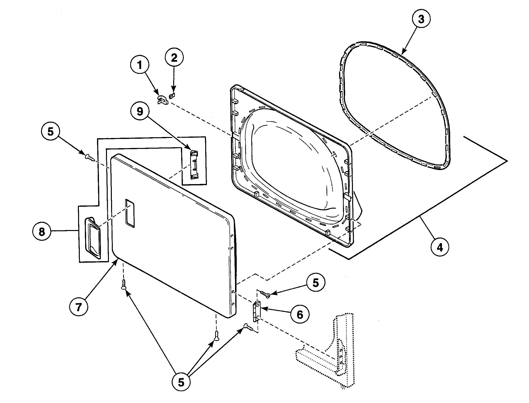 Speed Queen SDE507LF loading door diagram