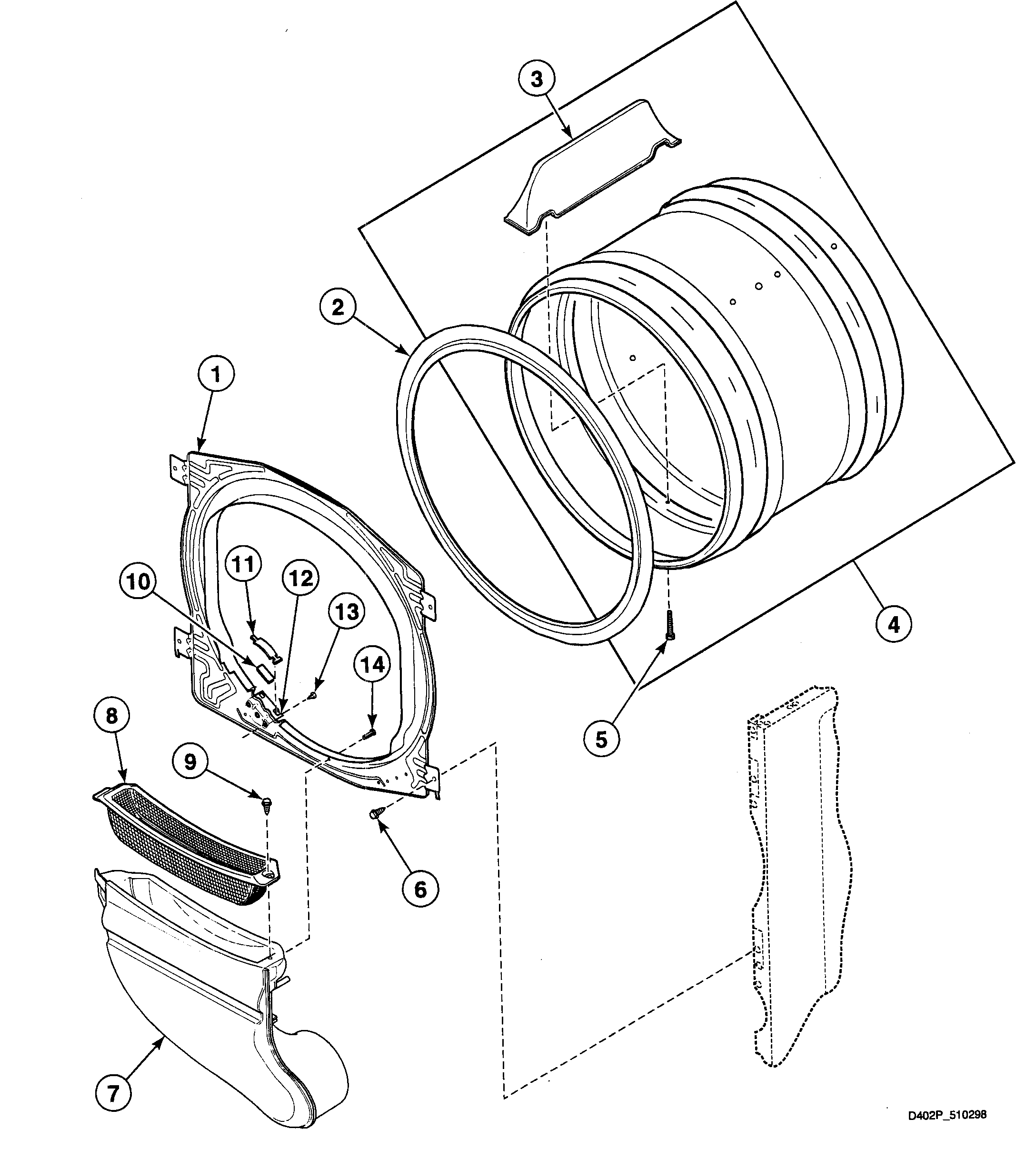 Speed Queen SDE507LF cylinder diagram