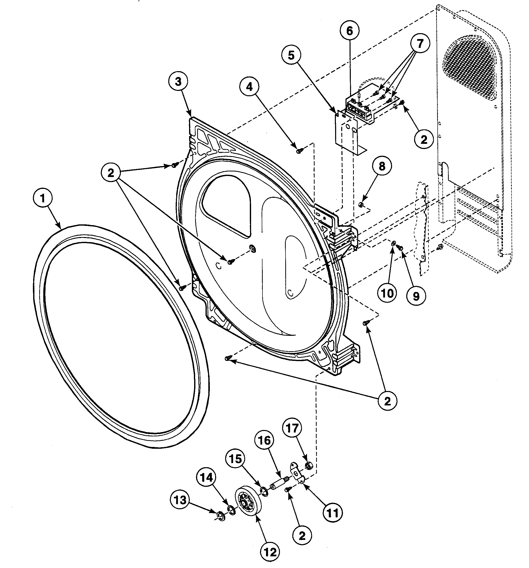 Speed Queen SDE507LF roller assy diagram