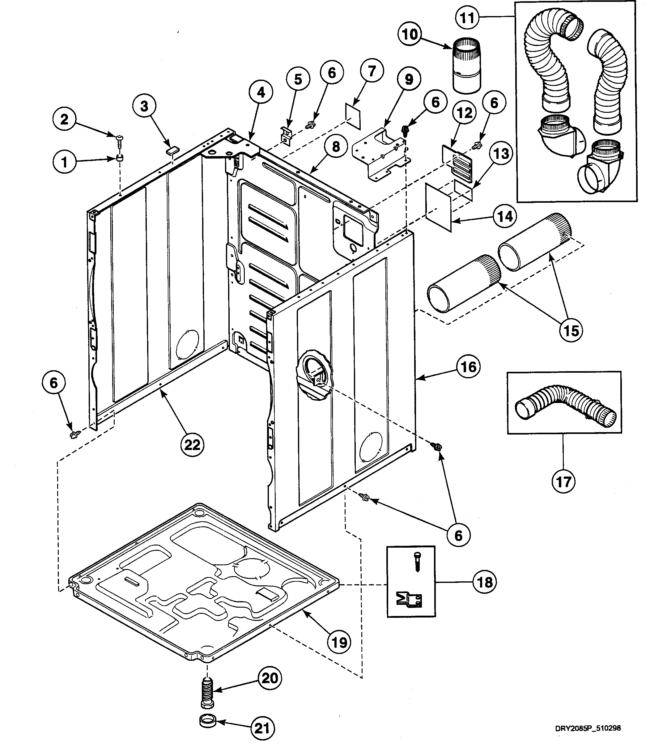Speed Queen SDE507WF1500 cabinet assy diagram
