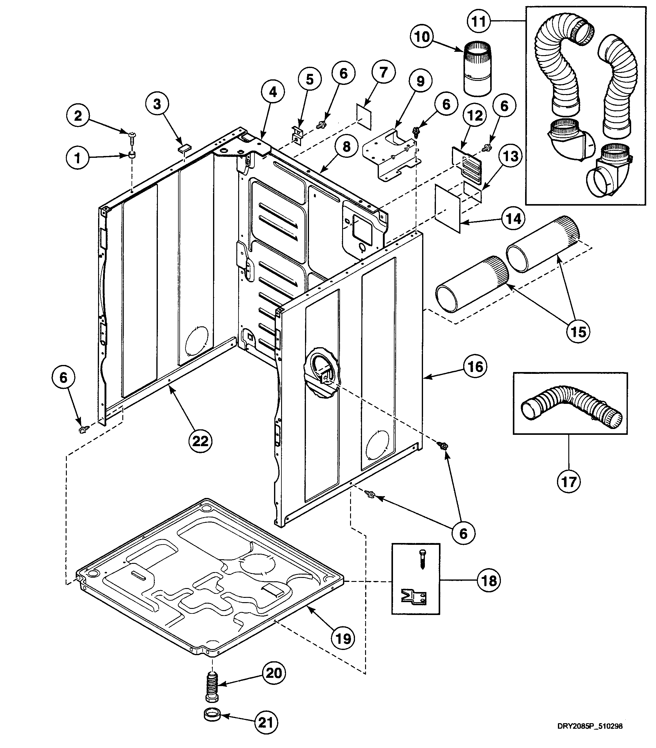Speed Queen SDEA07QJ cabinet assy diagram
