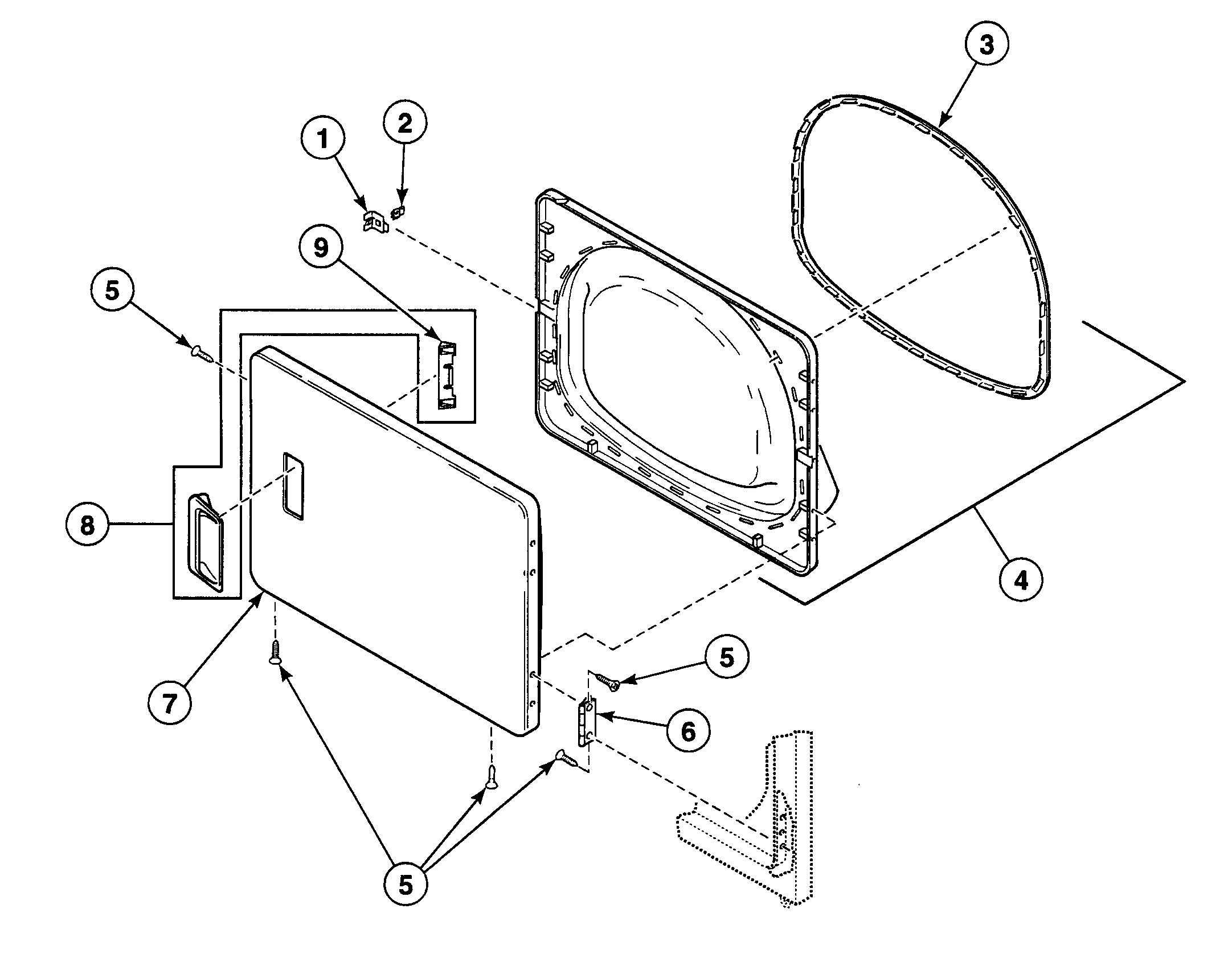Speed Queen SDEH07WJ door assy diagram