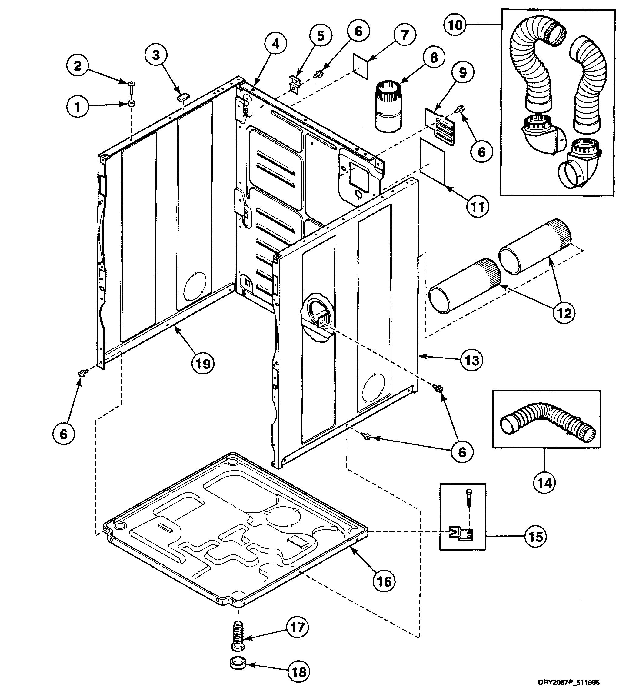 Speed Queen SSE107LF1500 cabinet assy diagram