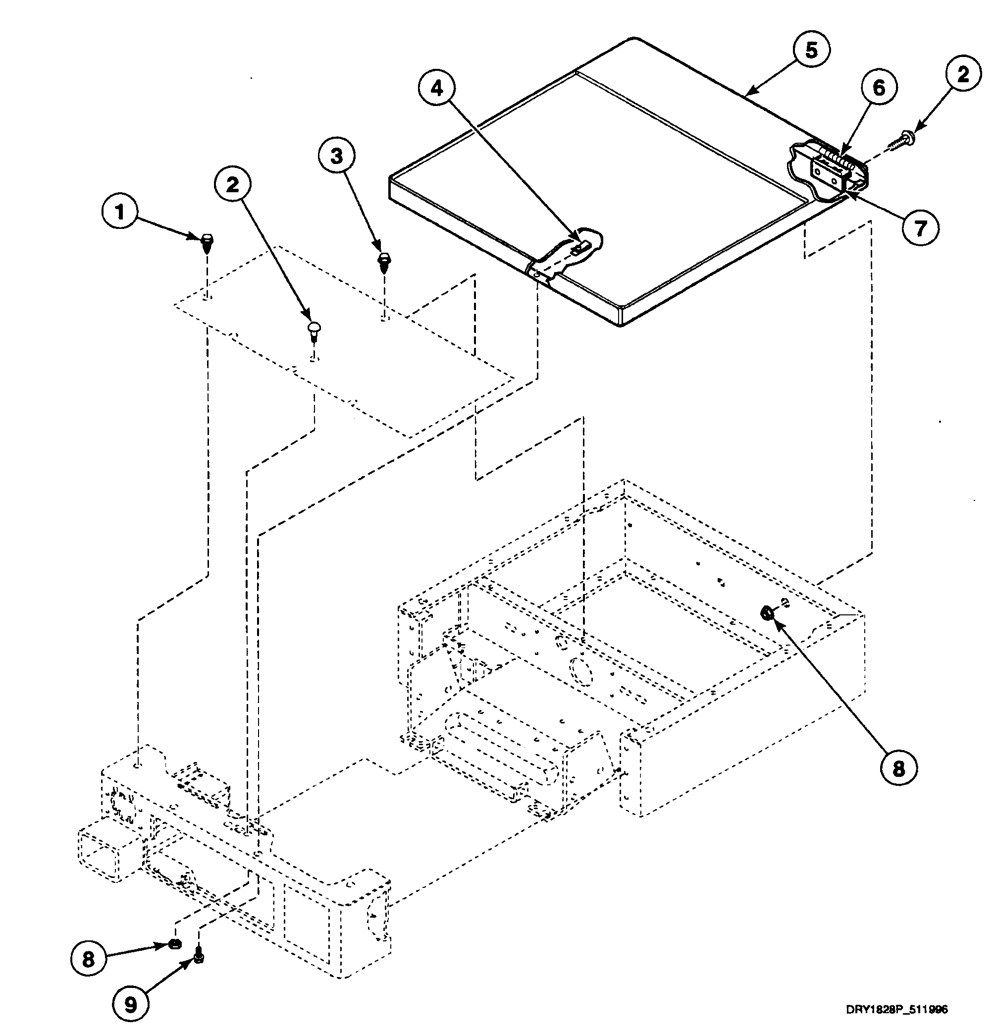 Speed Queen SSE107LF99L7 cabinet top diagram