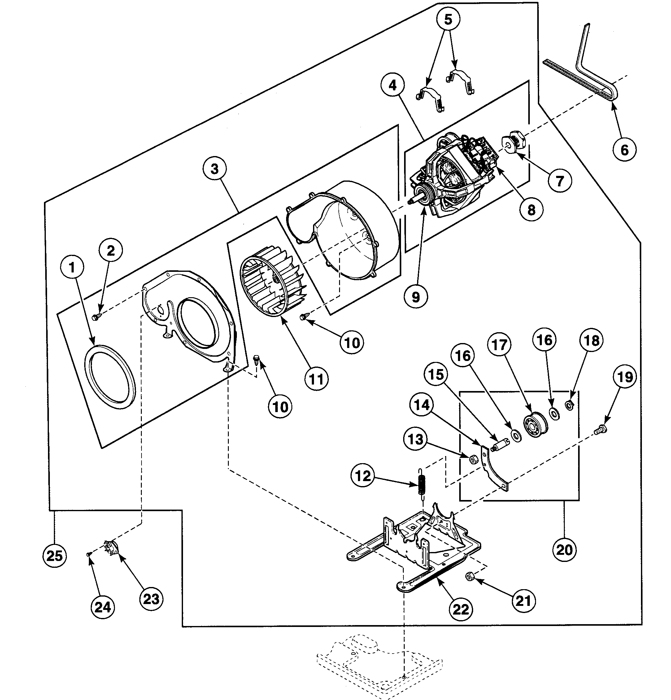 Speed Queen SDEX07WF1500 motor assy diagram