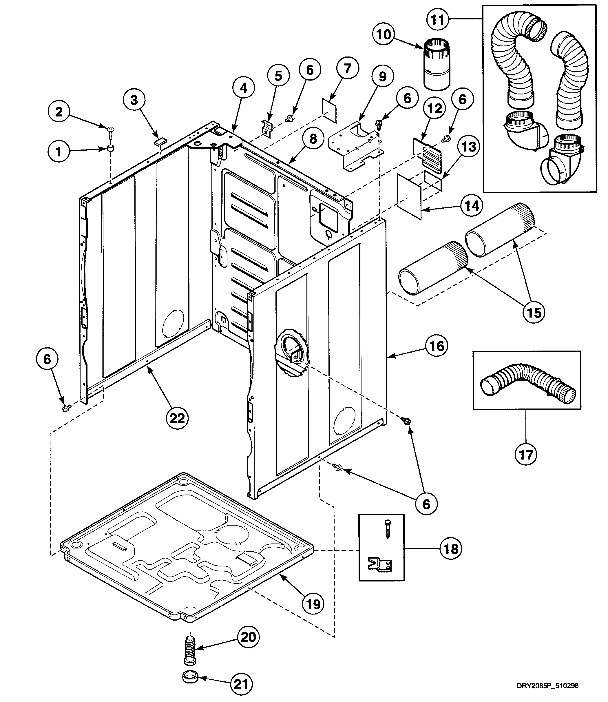 Speed Queen SDEZ07WF cabinet assy diagram