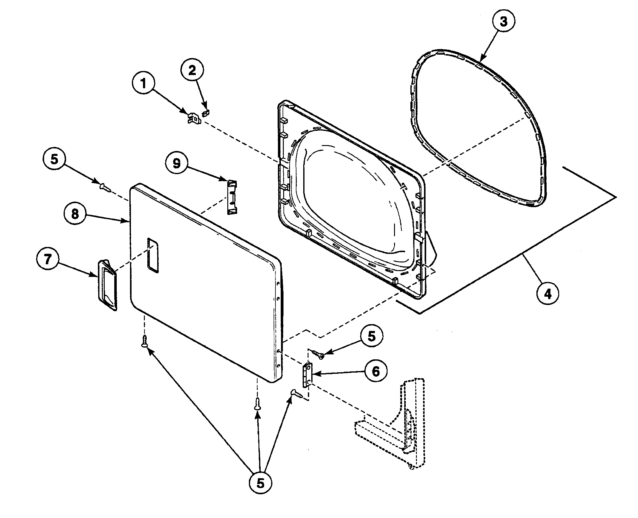Speed Queen SSE307LF door assy diagram