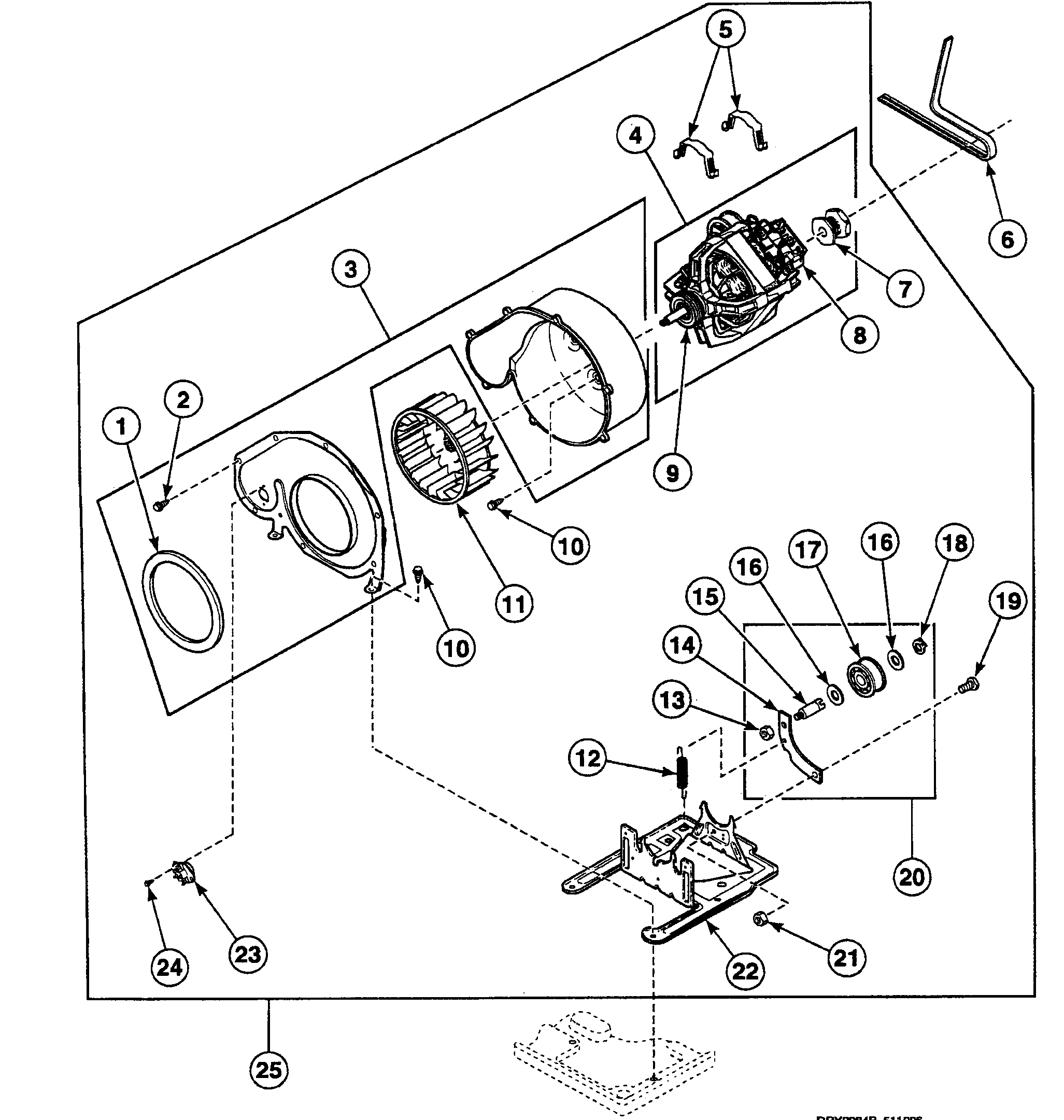 Speed Queen SSE307WF1500 motor assy diagram