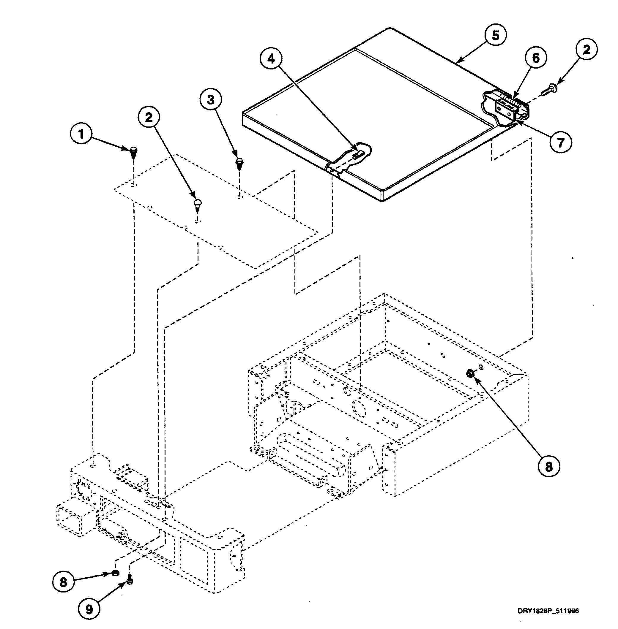 Speed Queen SSE117WF cabinet top diagram