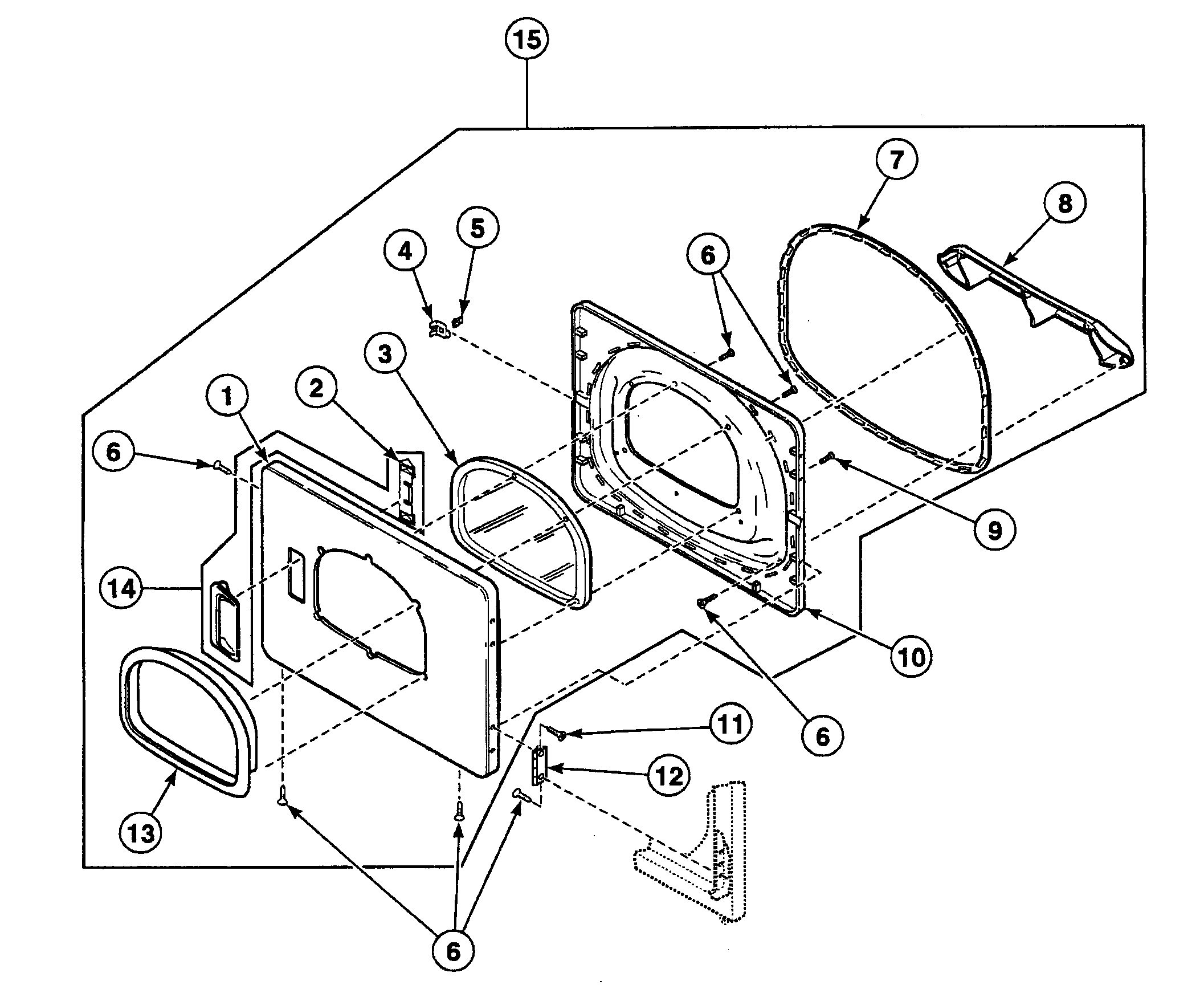 Speed Queen SSE117WF door assy diagram