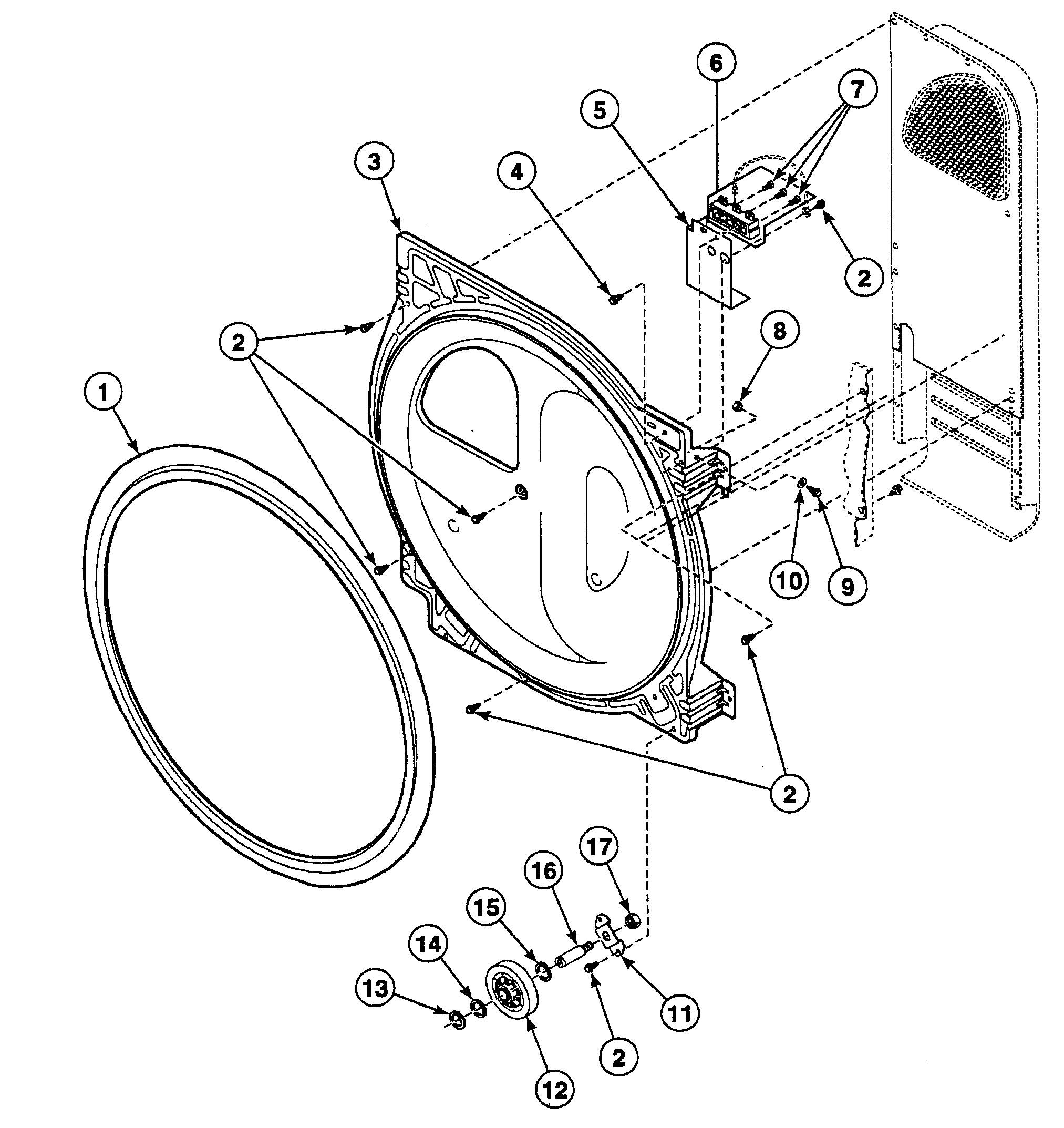 Speed Queen SSE117WF roller assy diagram