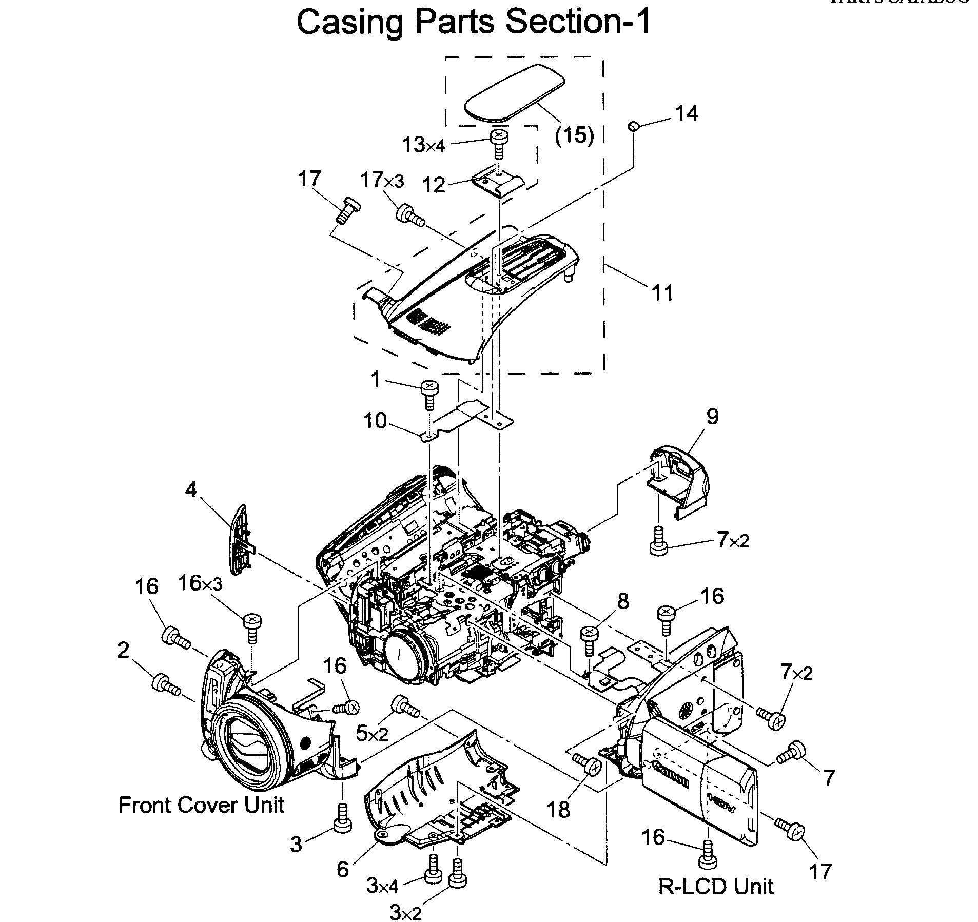 Canon HV40A casing parts 1 diagram