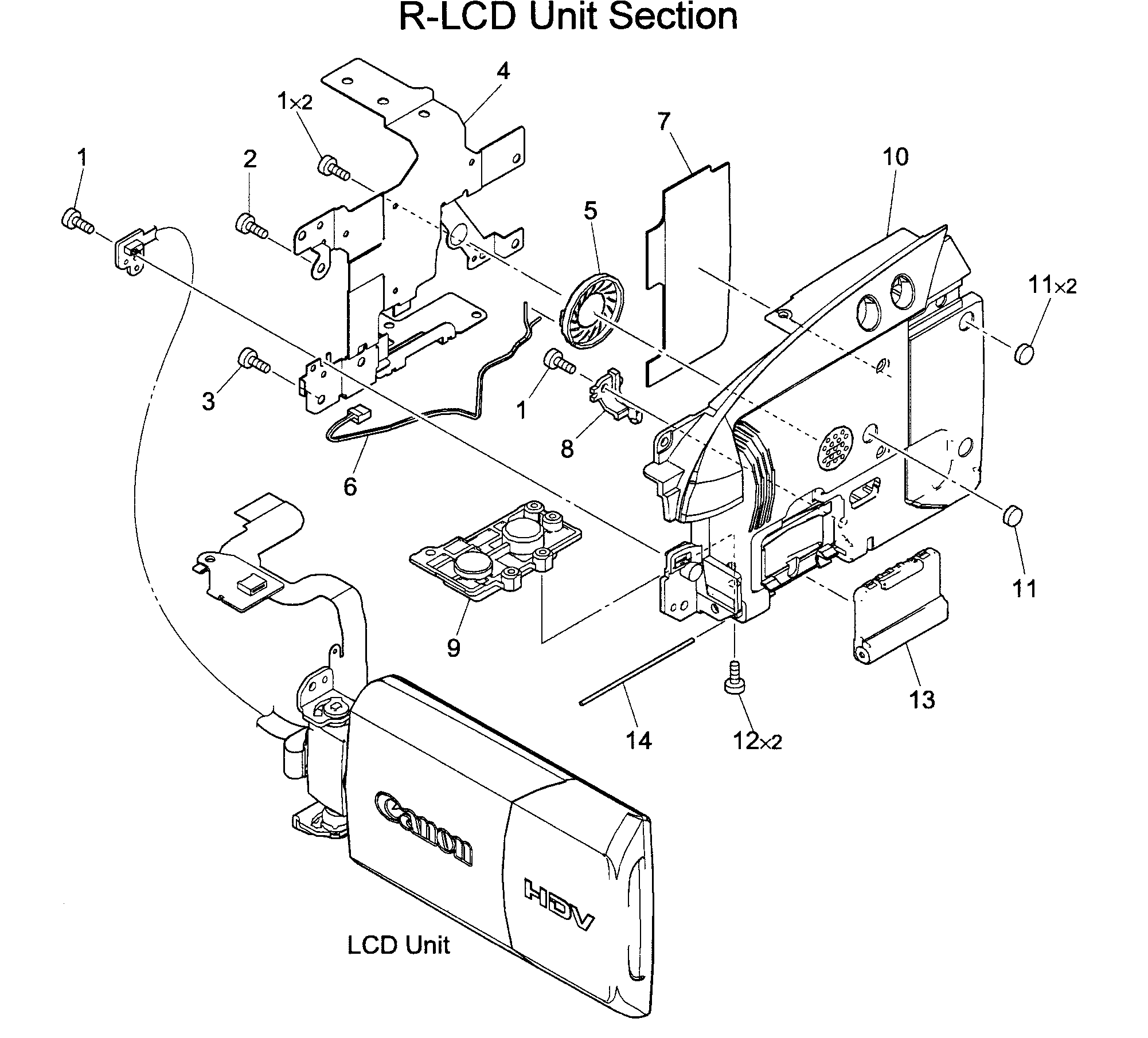 Canon HV40A r-lcd assy diagram