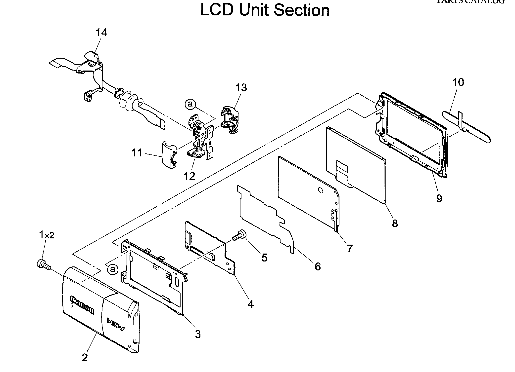 Canon HV40A lcd assy diagram