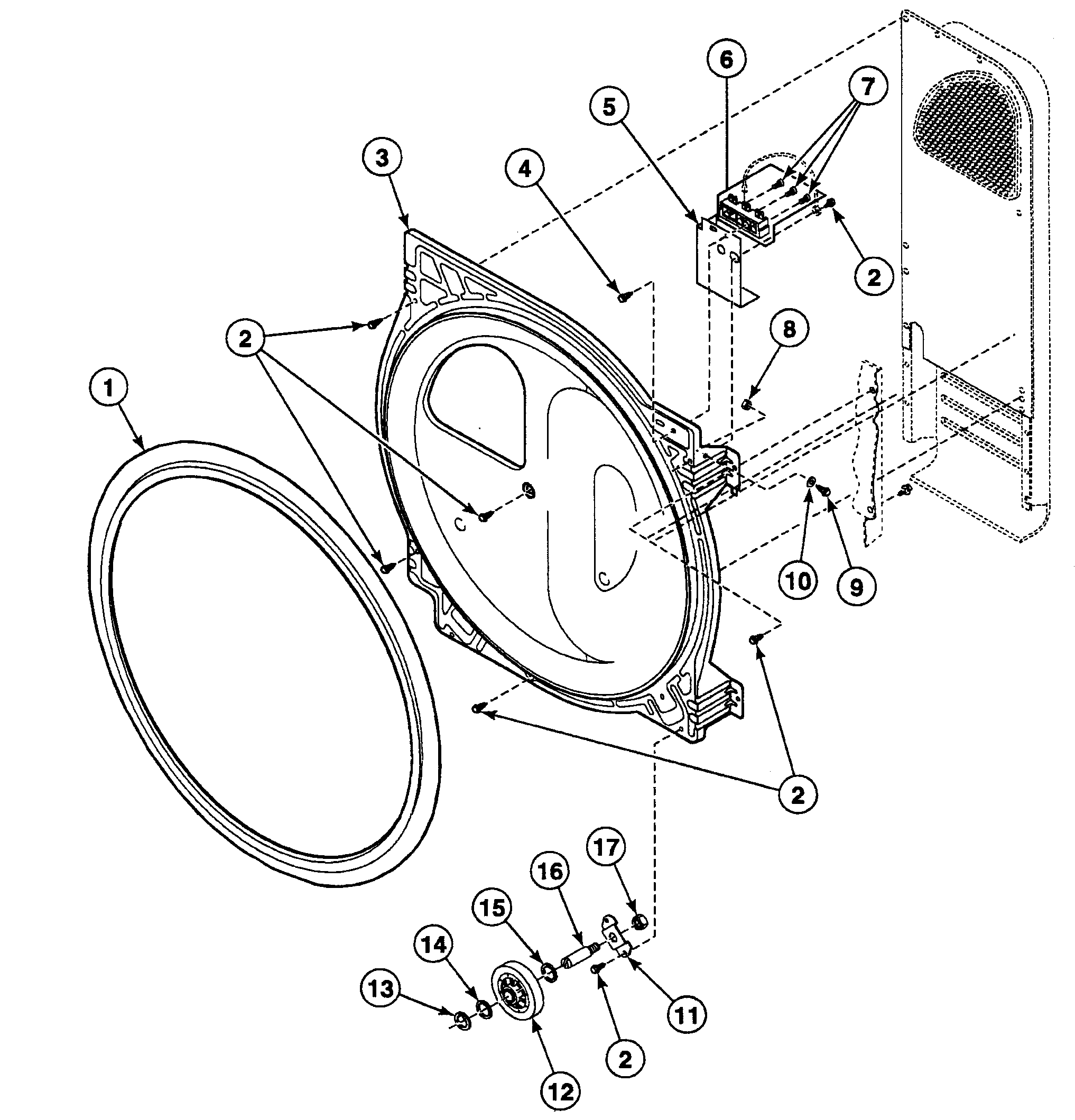 Speed Queen SSE417LF roller assy diagram