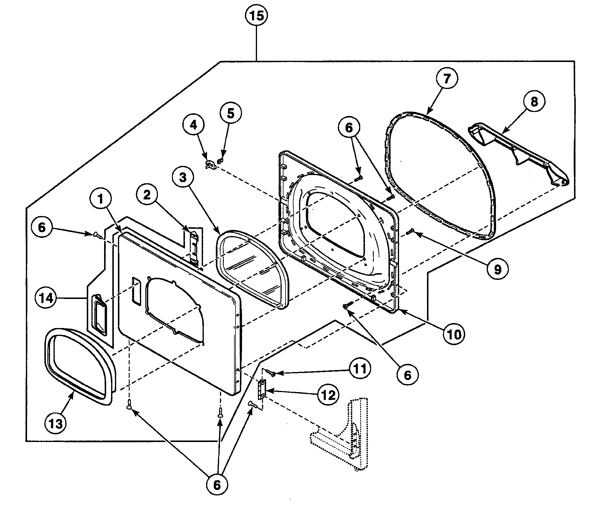 Speed Queen SSE417QF door assy diagram