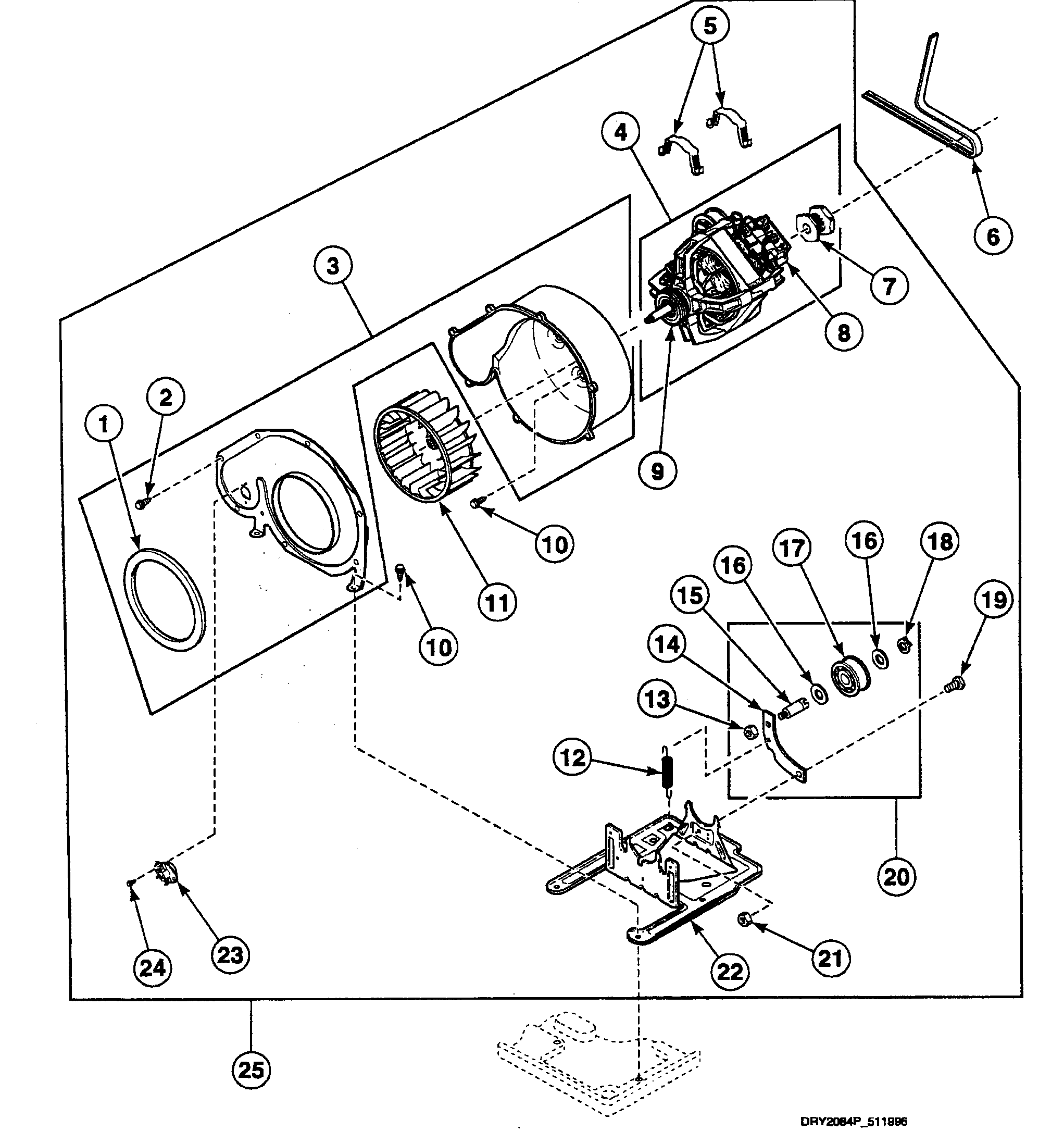 Speed Queen SSE507LF1500 motor assy diagram