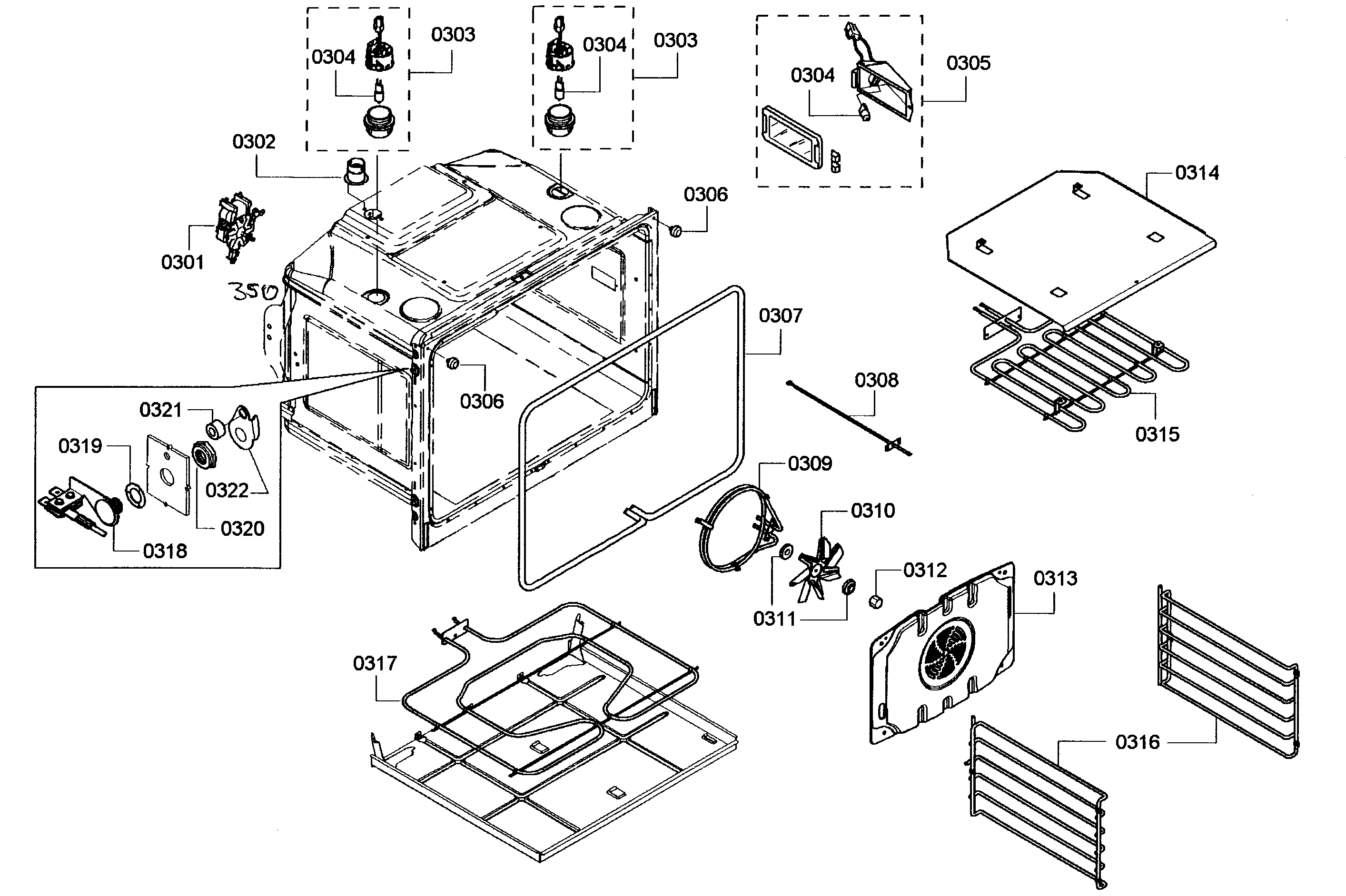 Thermador ME302EP01 oven top diagram
