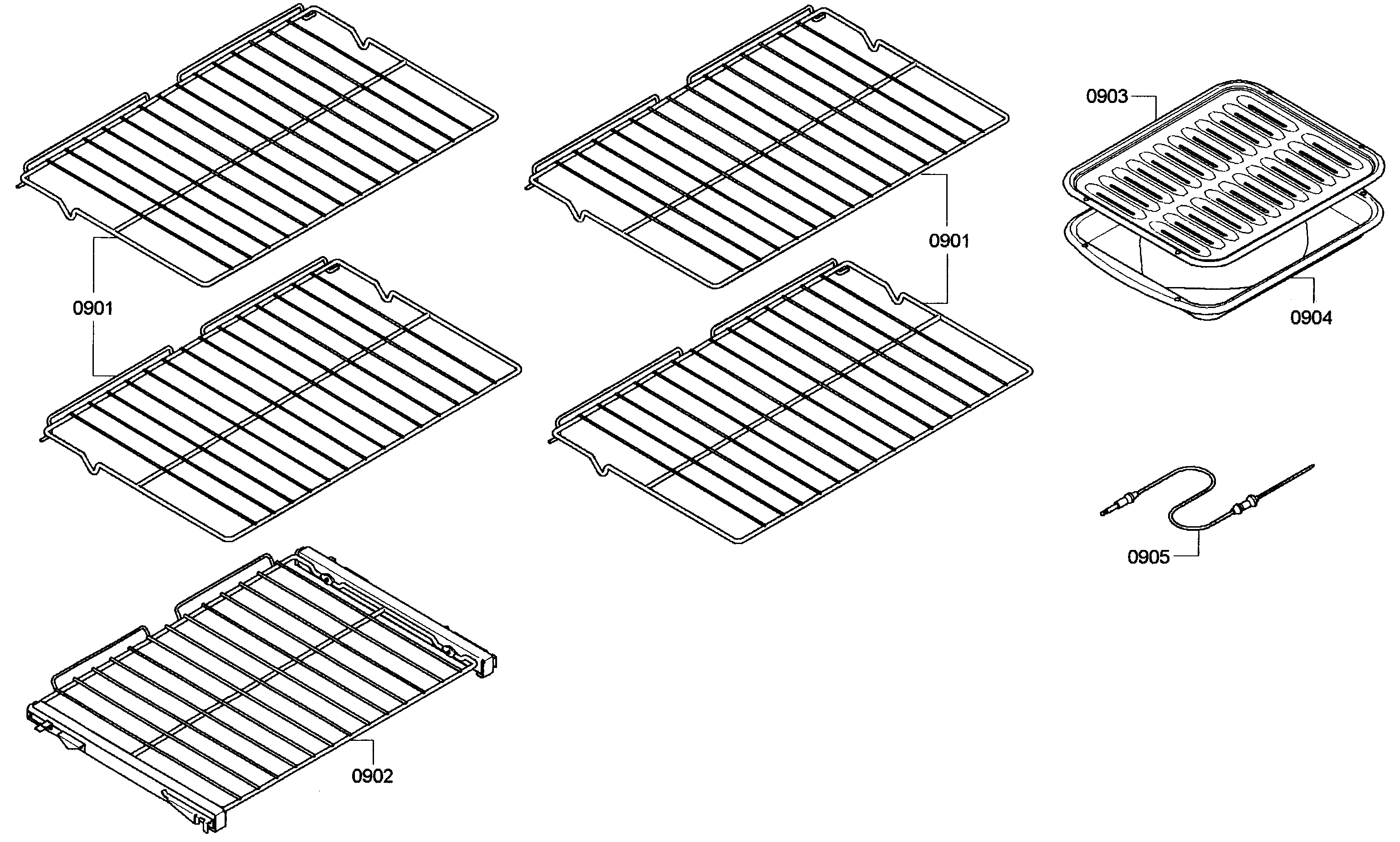 Thermador ME302EP01 racks assy diagram