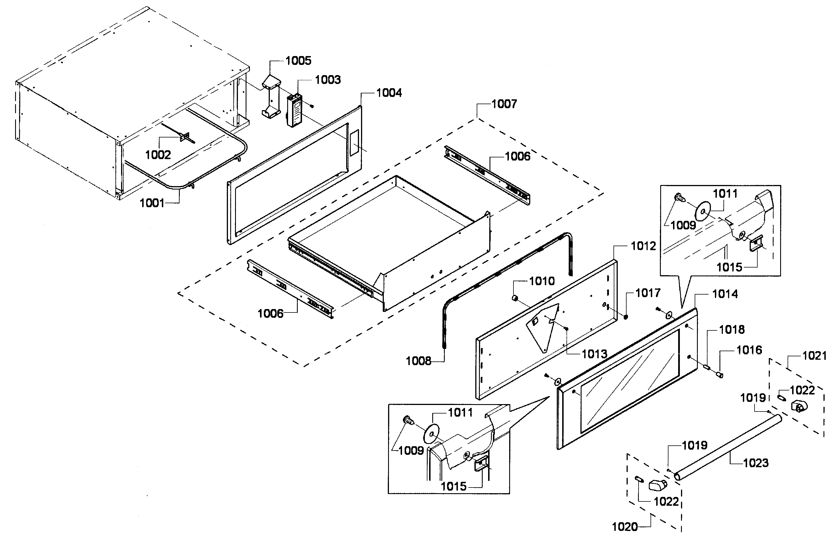 Thermador MEMCW301EP-03 drawer assy diagram